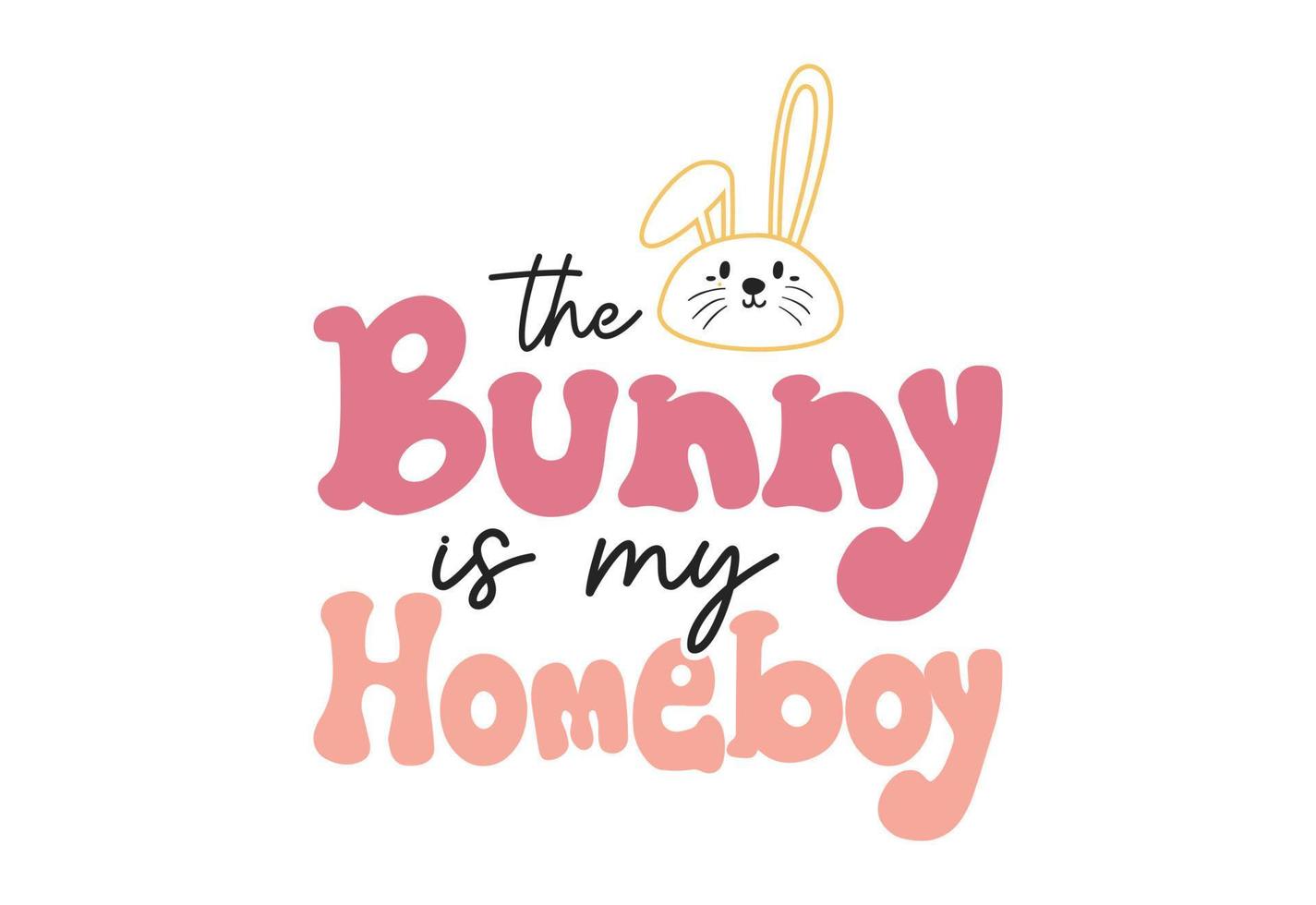 Easter Quote, Retro Cute Bunny vector