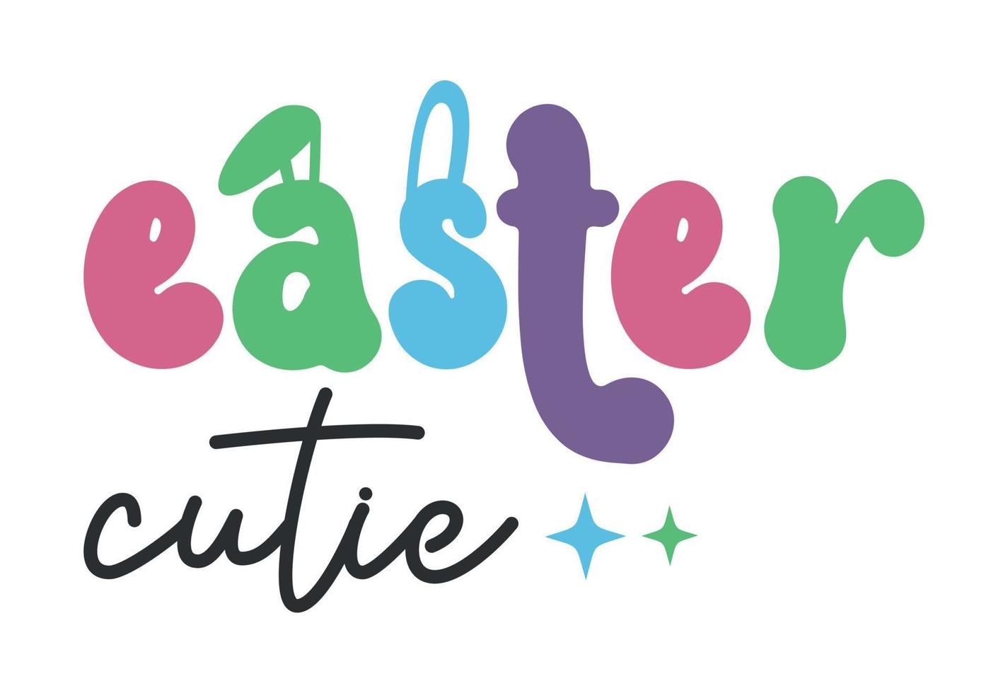Easter Quote, Retro Cute Bunny vector
