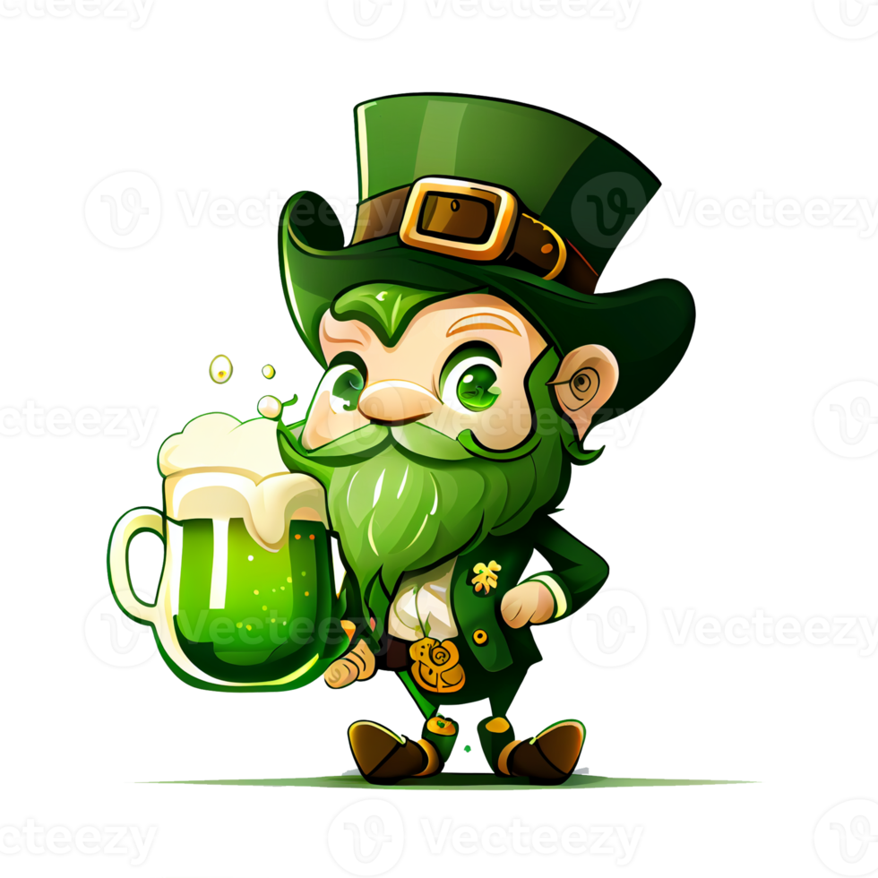 süß Kobold Heilige Patricks Tag irisch Karikatur und vier Blatt Kleeblatt zum st. Patrick's Tag png