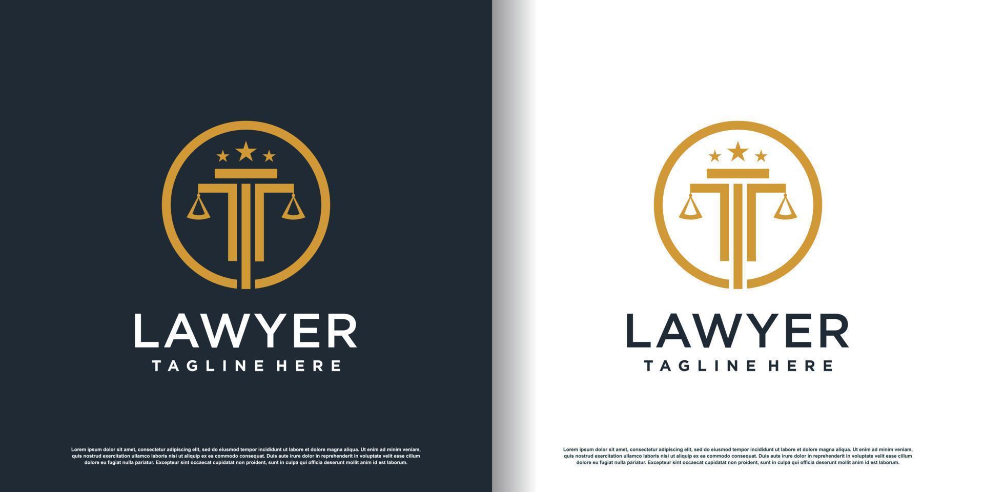 law logo design with creative concept premium vector