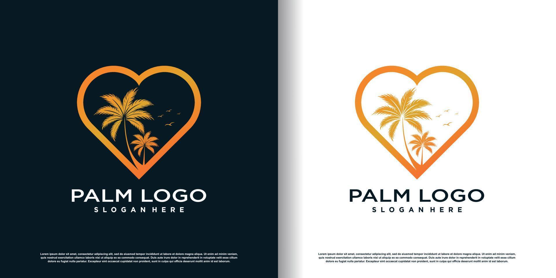 palm tree logo design with creative and unique style concept premium vector