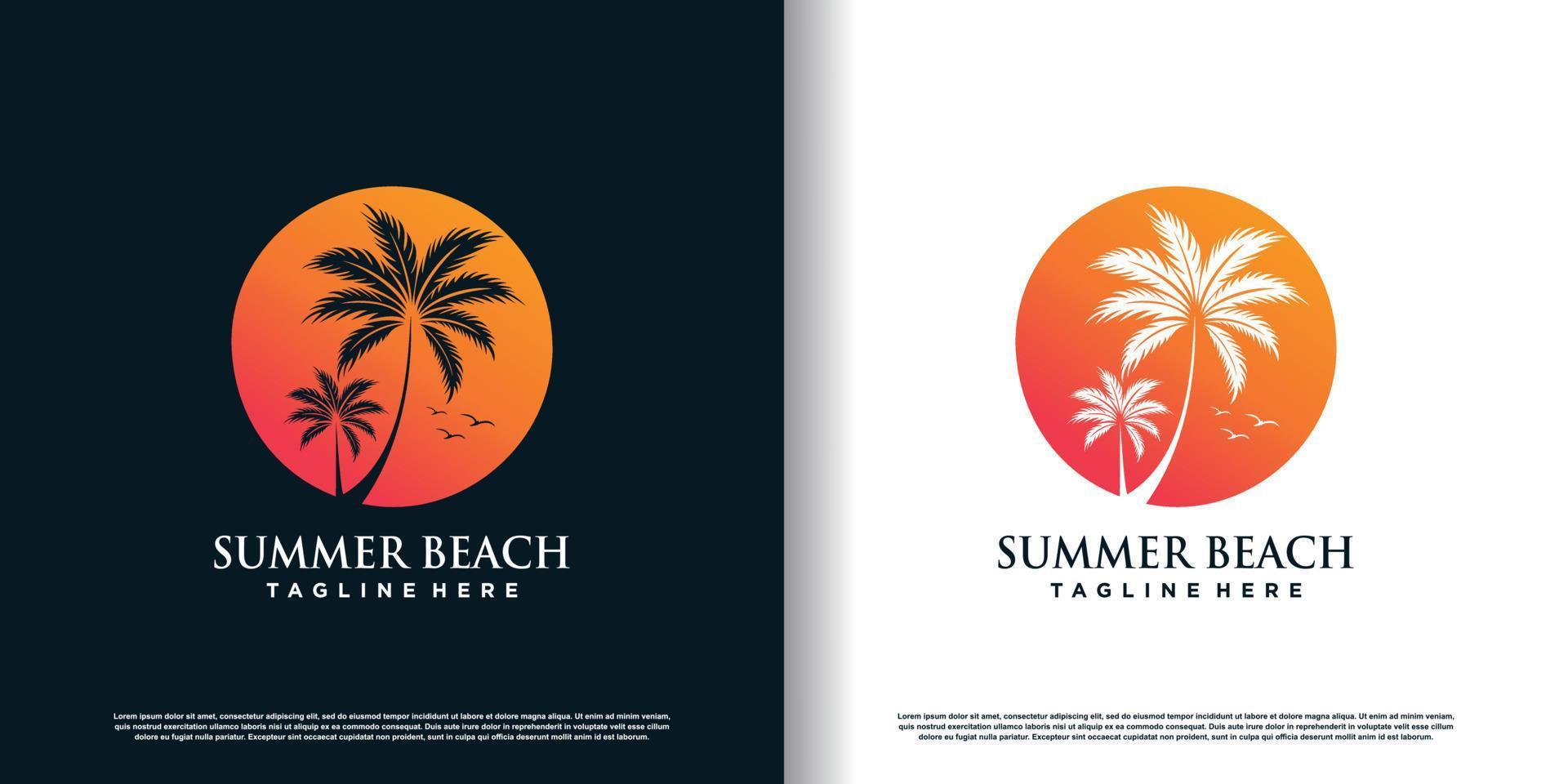 palm tree logo design with creative and unique style concept premium vector