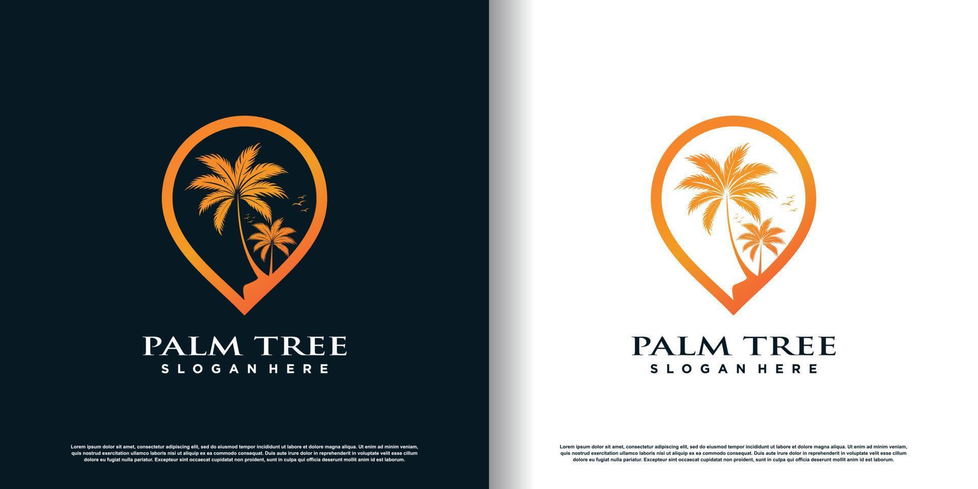 palm tree logo design with creative and unique style concept premium vector