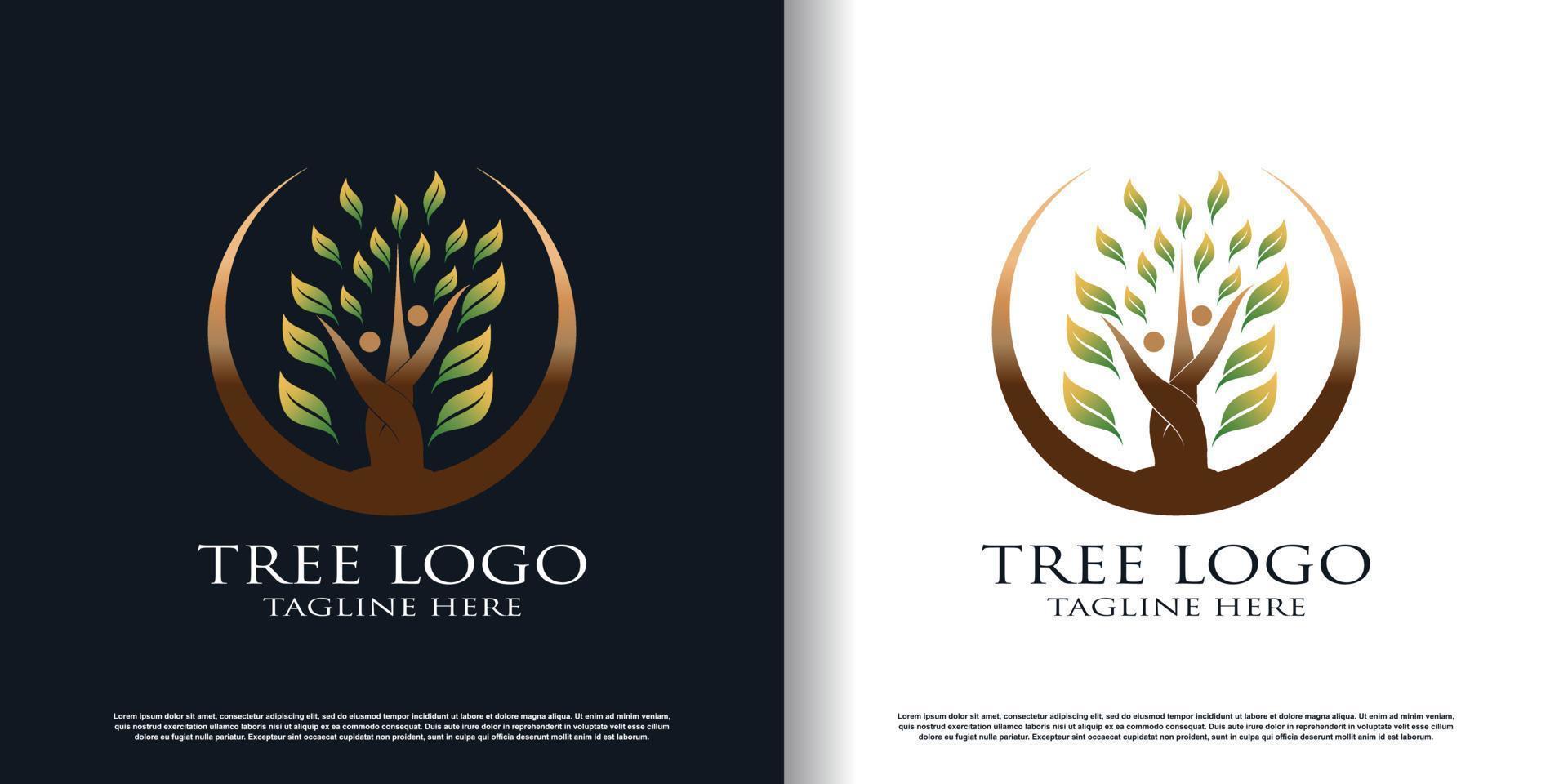 árbol logo diseño con creativo concepto prima vector