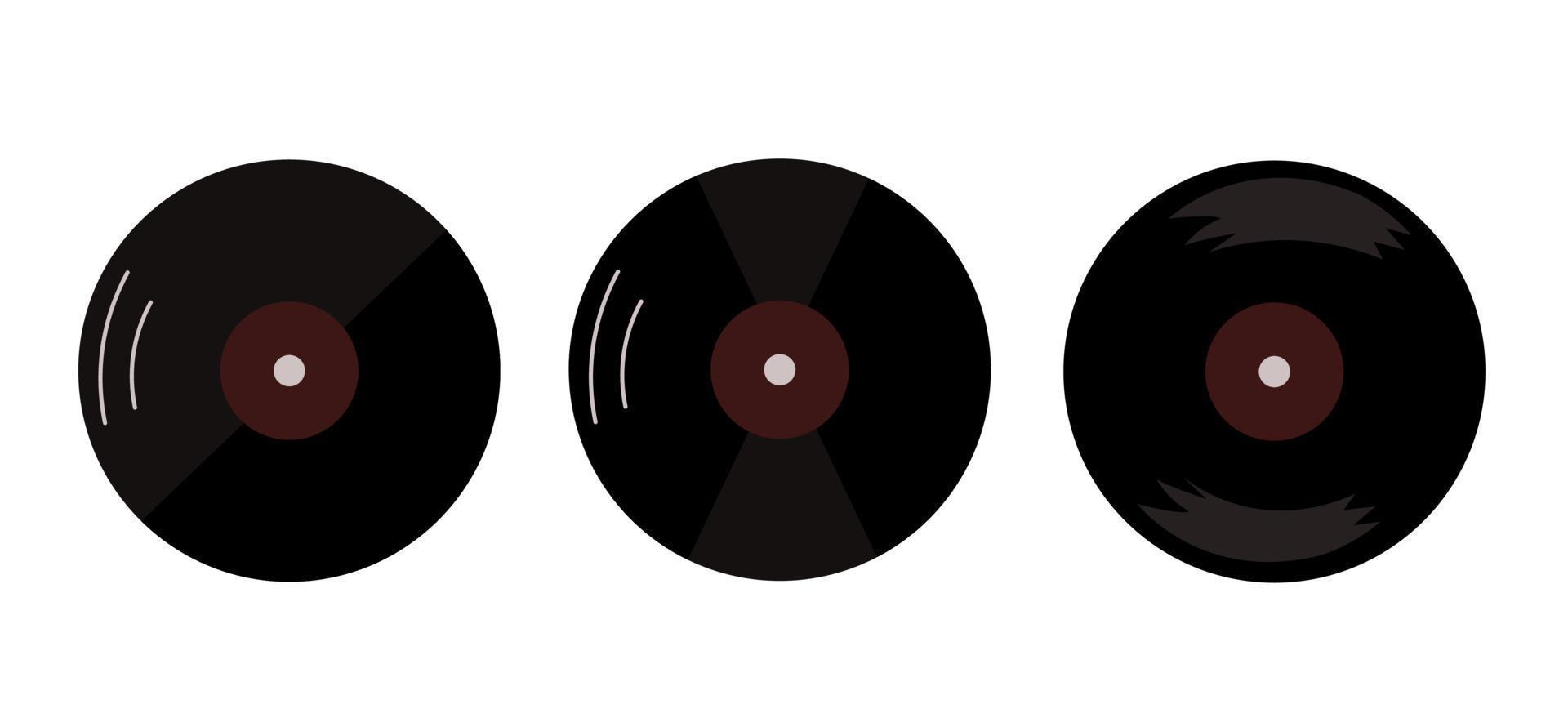 conjunto de el plastico vinilo platos negro color. retro Clásico estilo audio registros. vector