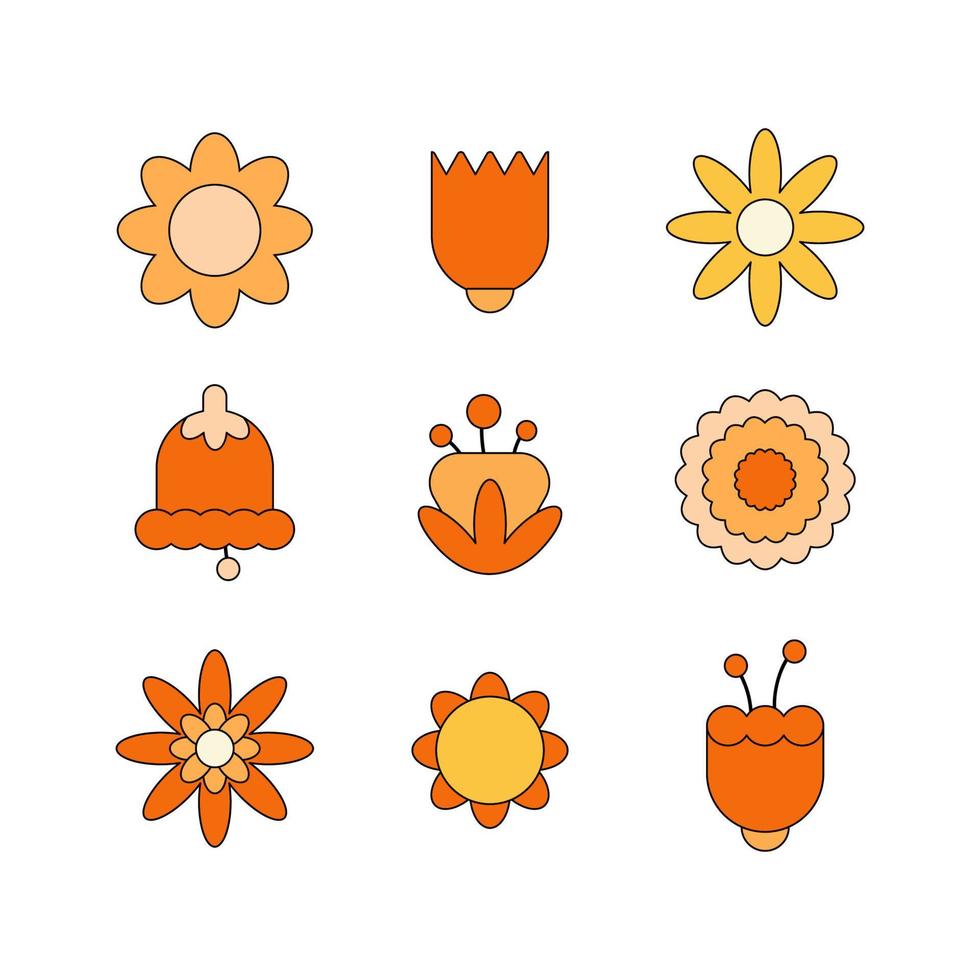 vector conjunto de minimalista flores retro Clásico estilo.