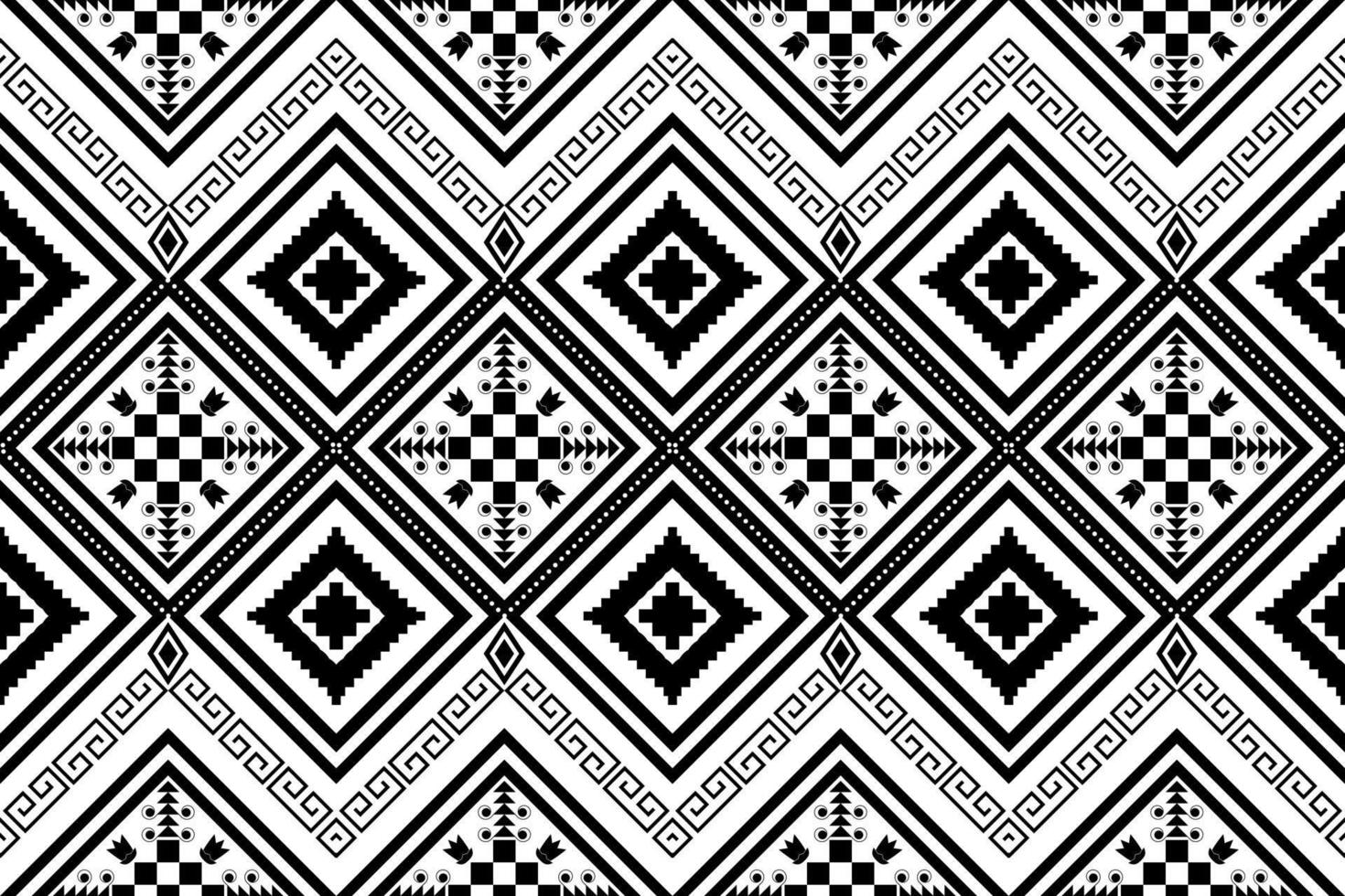 Seamless geometric ethnic oriental pattern monochrome. vector