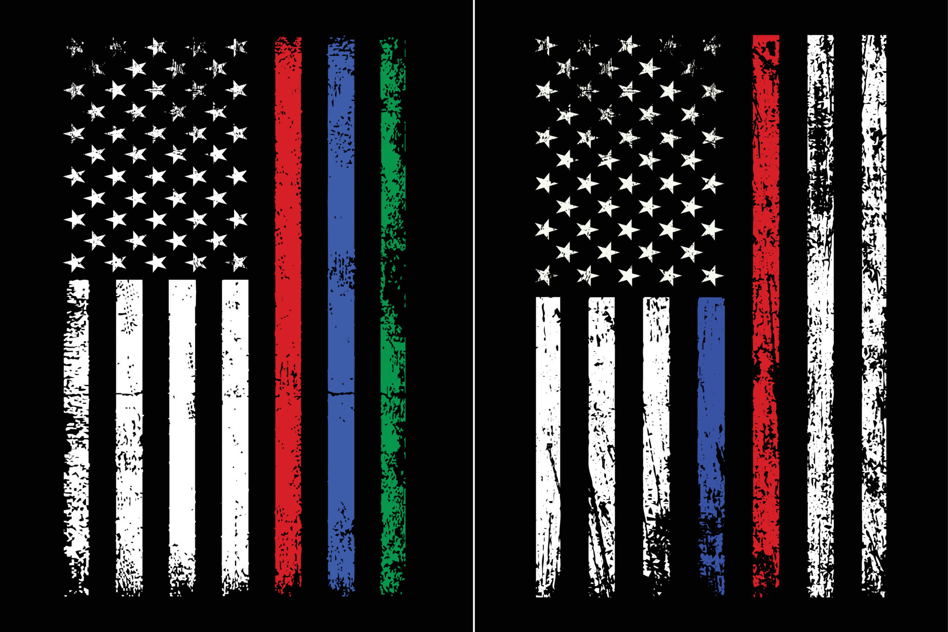 Police and firefighter american flag background Vector Image