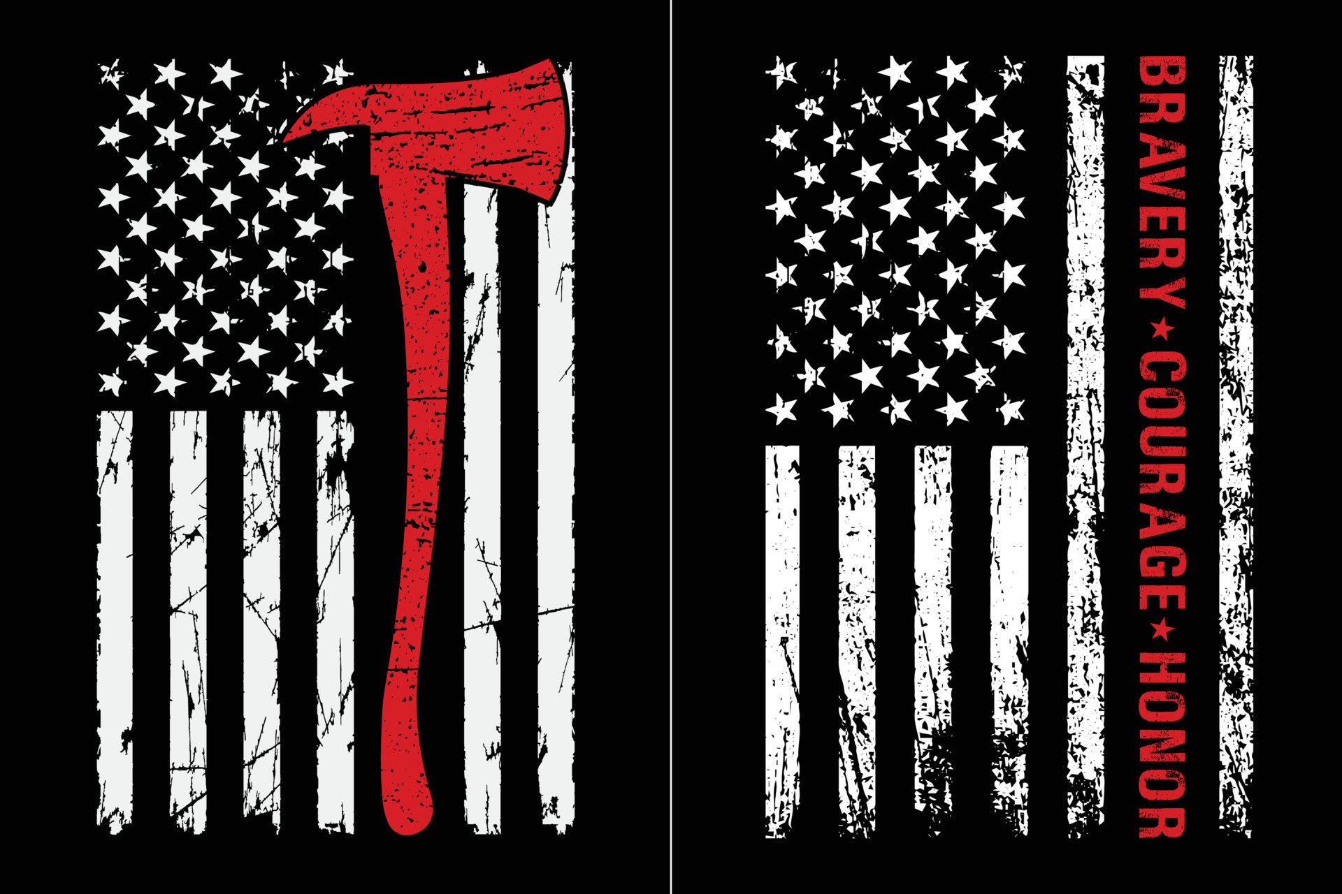 American Firefighter Axe Logo Design With USA Flag 21056165 Vector Art