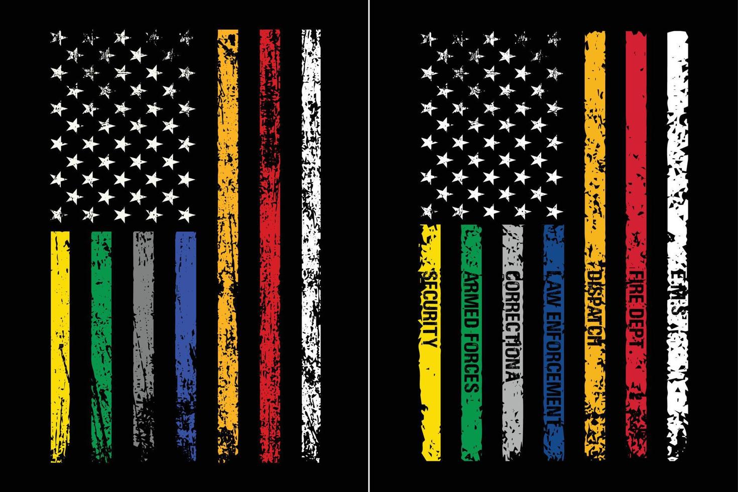 First Responders Hero Flag USA Thin Line Salute Essential Design. vector