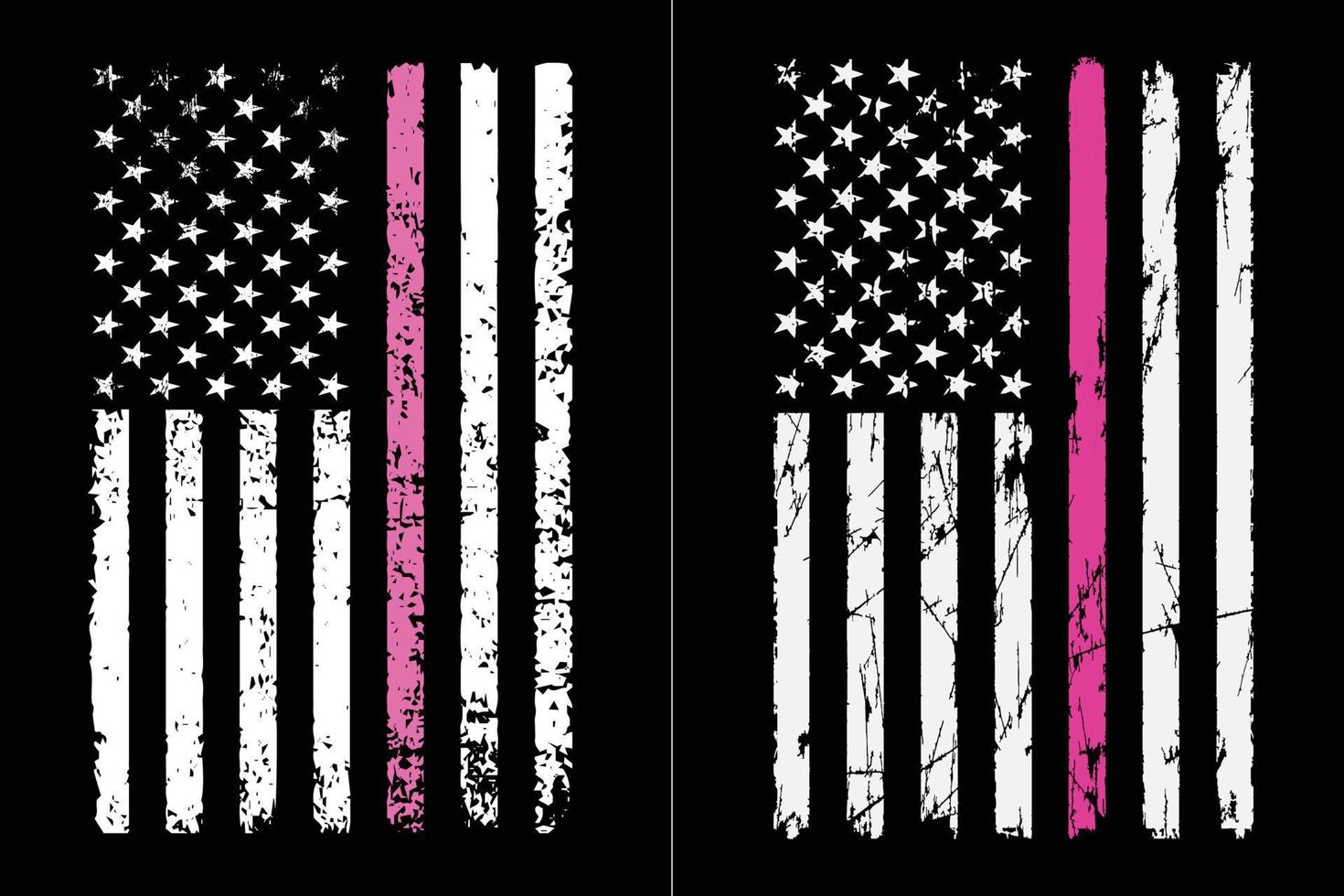 American Flag Thin Pink Line Design vector