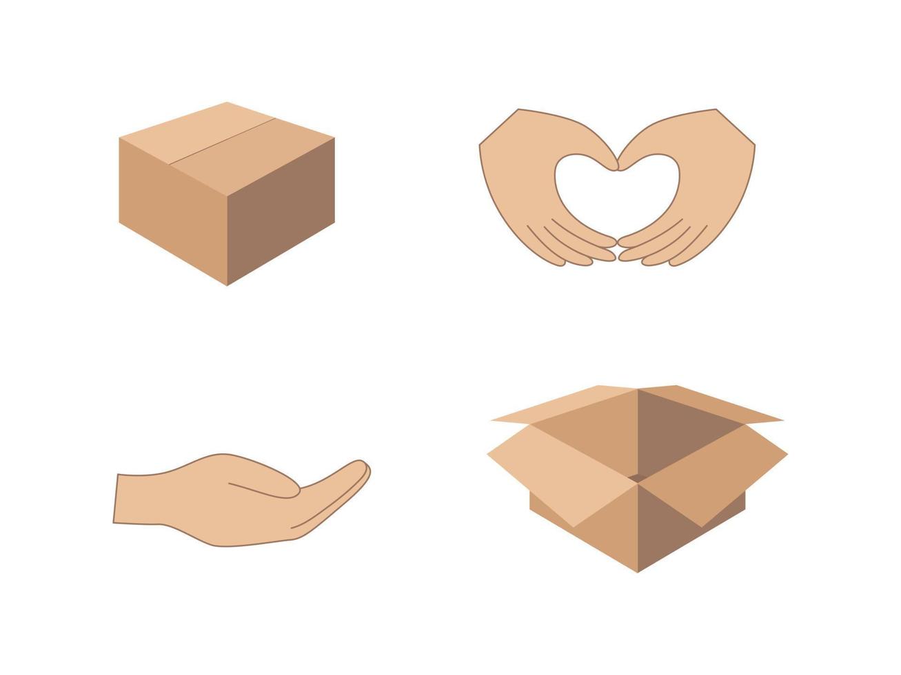 íconos de manos y cajas entrega concepto vector