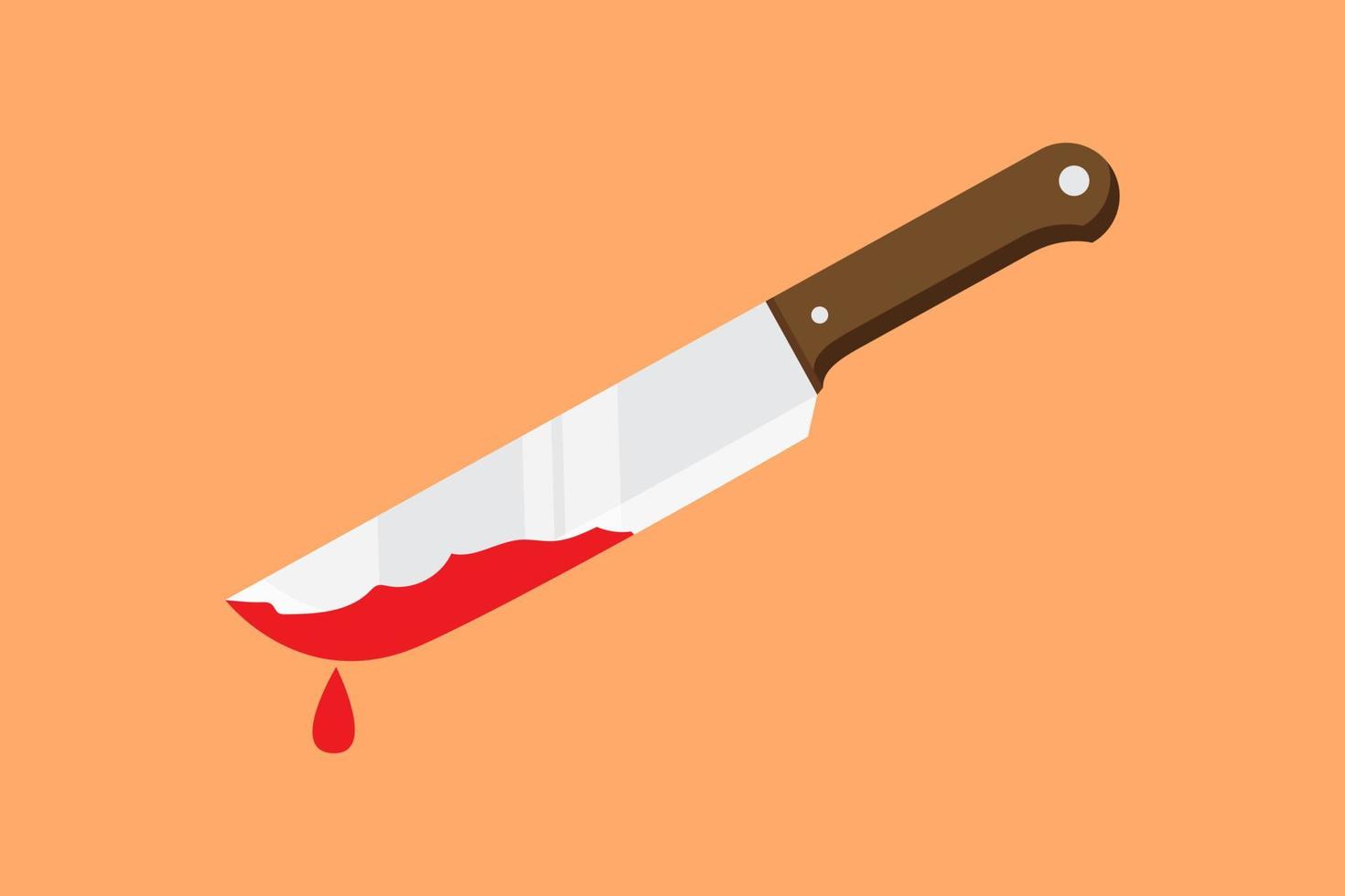 Bloody knife, hand hold knife with blood, crime case, flat design vector illustration