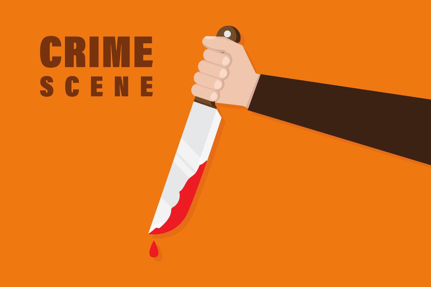 Hand holding a bloody knife, hand hold knife with blood, crime case, flat design vector illustration