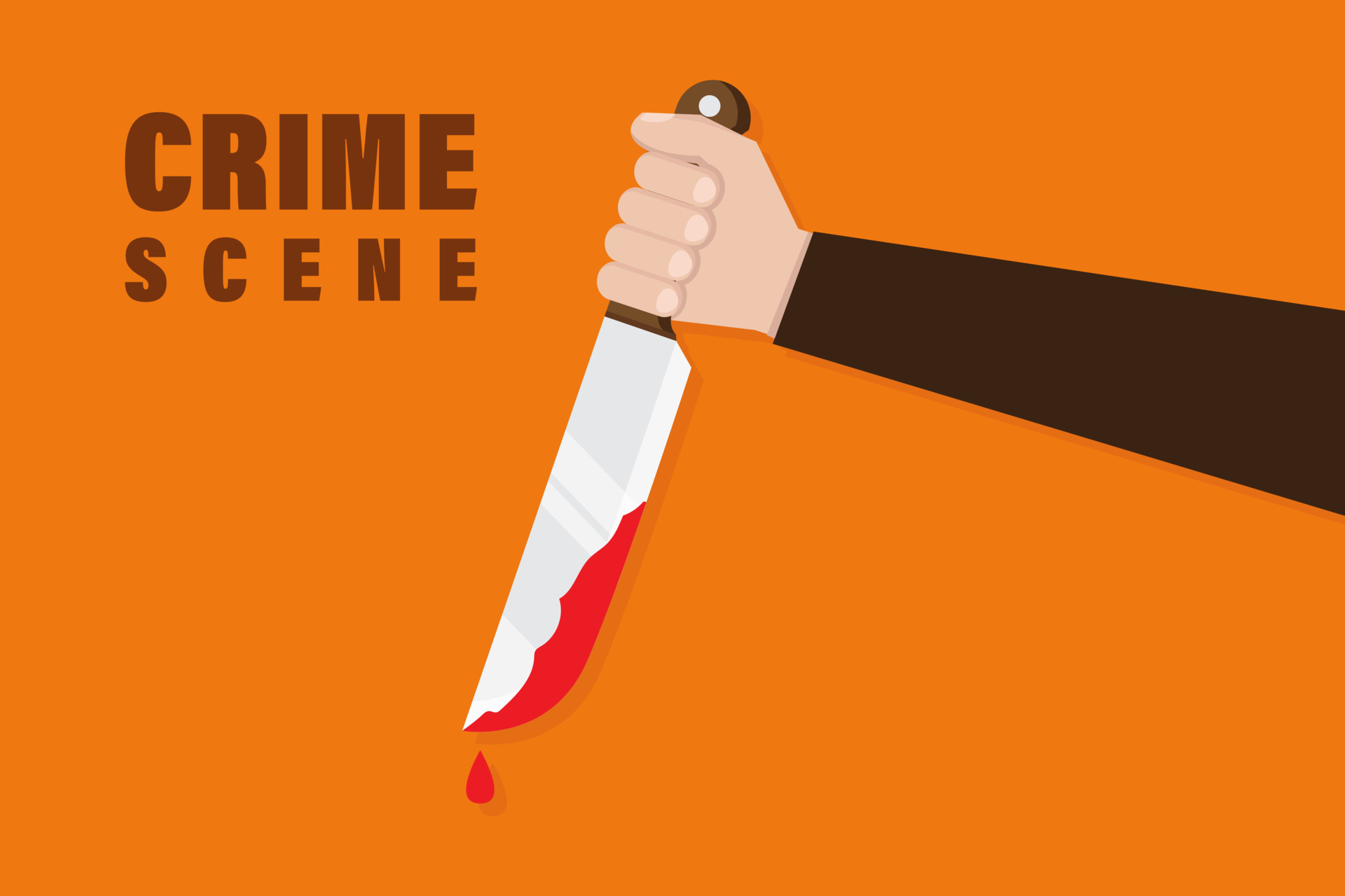 Hand holding a bloody knife, hand hold knife with blood, crime case