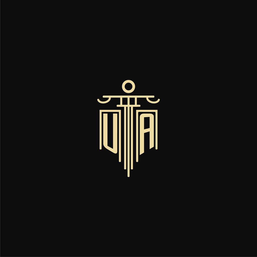 UA initial monogram for lawyers logo with pillar design ideas vector