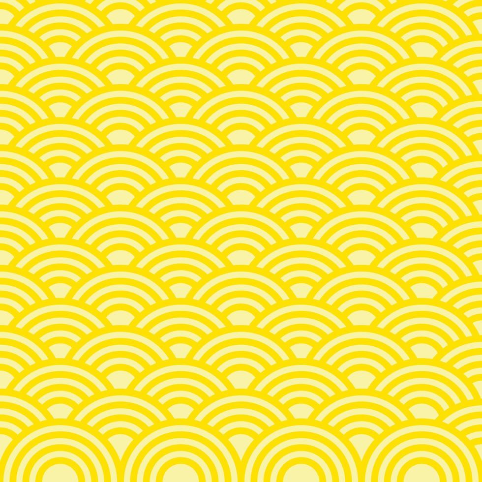 Yellow of Japanese waves seamless pattern background. vector