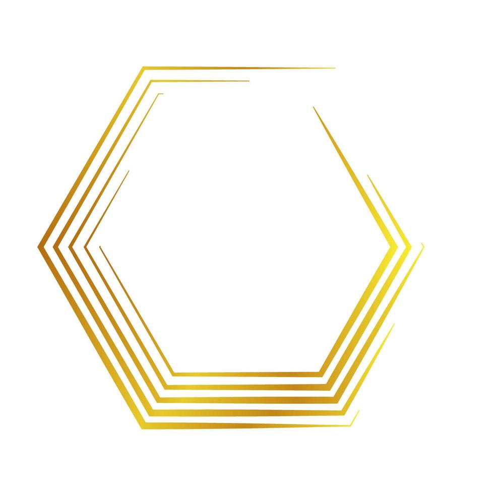 Gold geometric frame. Polyhedron geometric, art deco style for wedding invitation vector