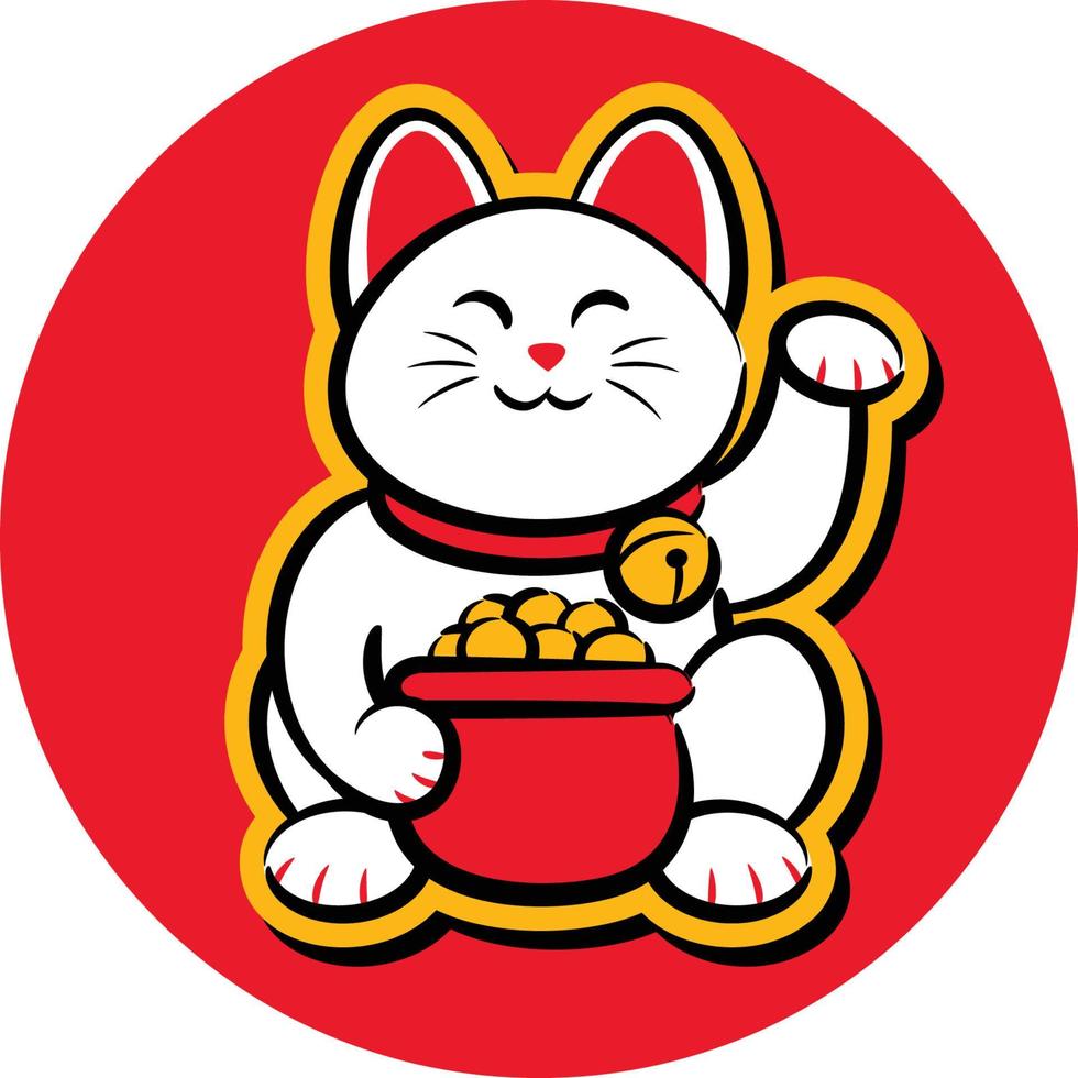 Illustration of Lucky Cat in Red Background vector