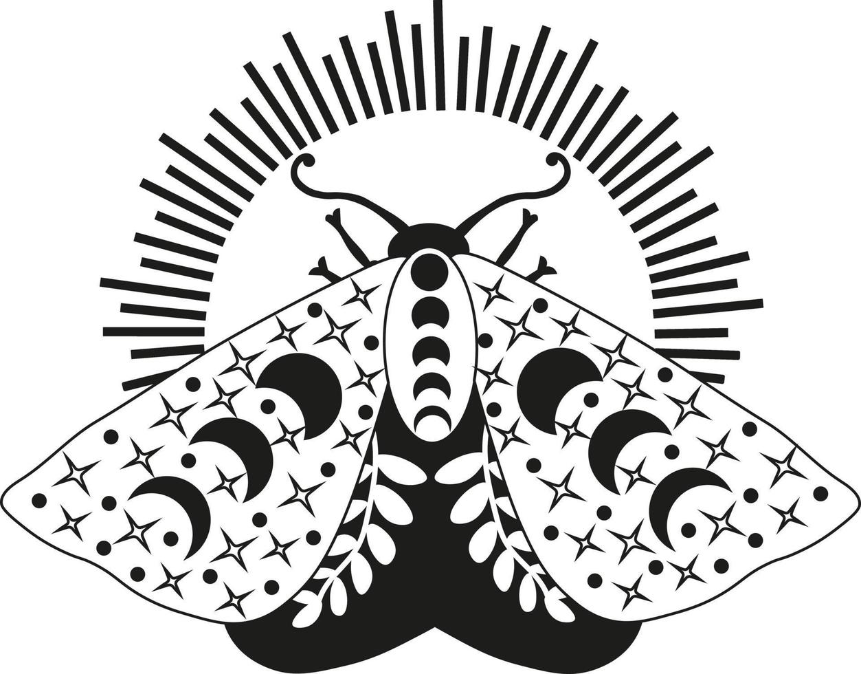 Composition Tarot Mystery Moon Moth vector illustration