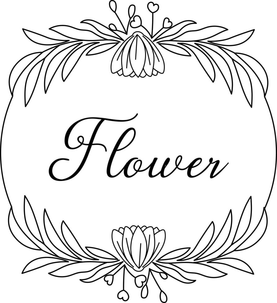 Flower Line Art - Florals Wreaths vector