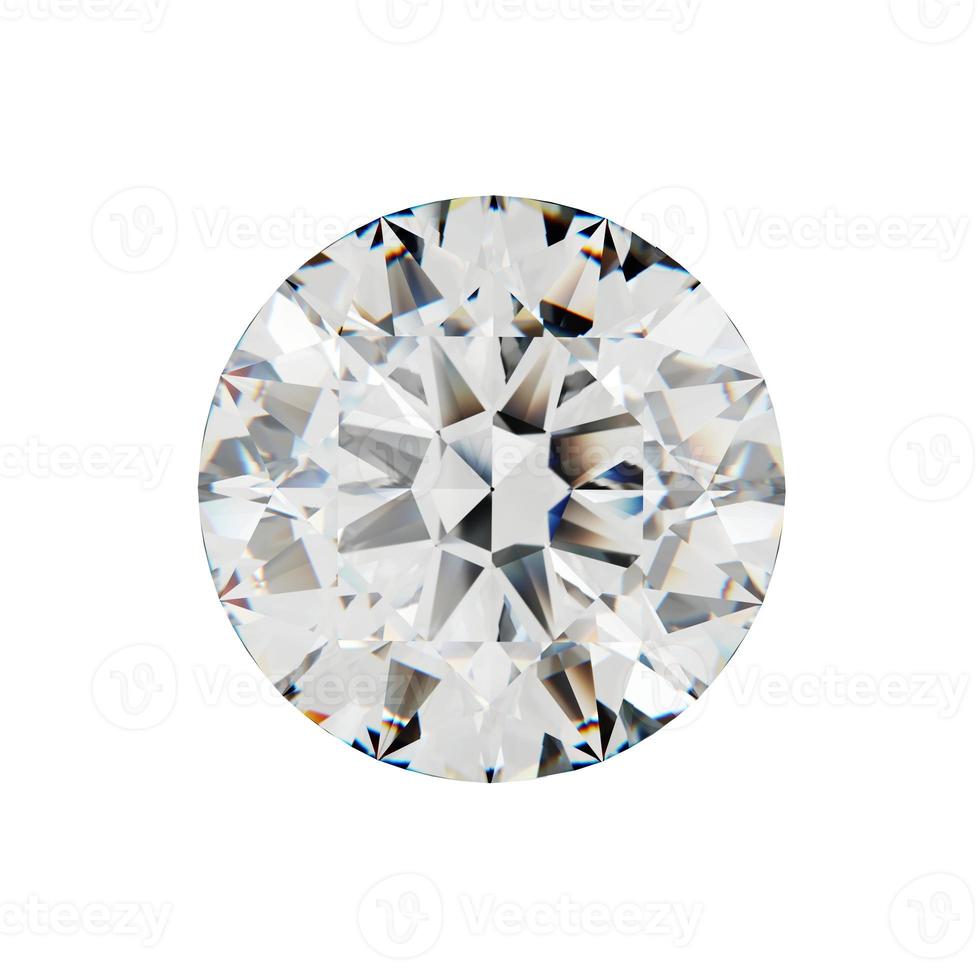 Diamond Top view with dispersion  isolated on white background, 3d illustration rendering photo