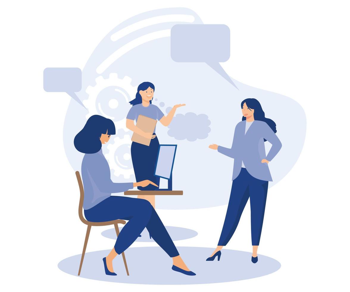 Partnership concept, Discussion, collaboration project, business fundraising, startup investment, brainstorming, work together and share opinion, flat vector modern illustration