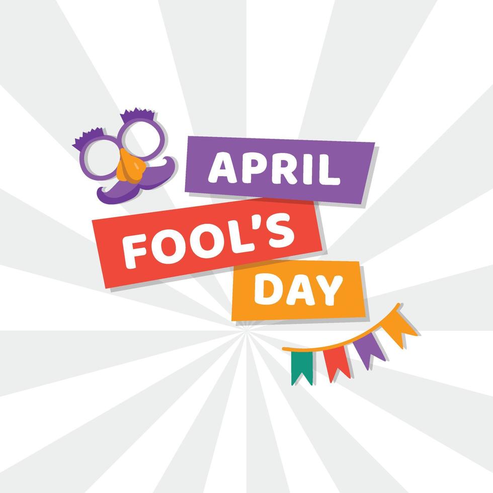 april fools day card with happy face emojis over white background. flat vector background illustration