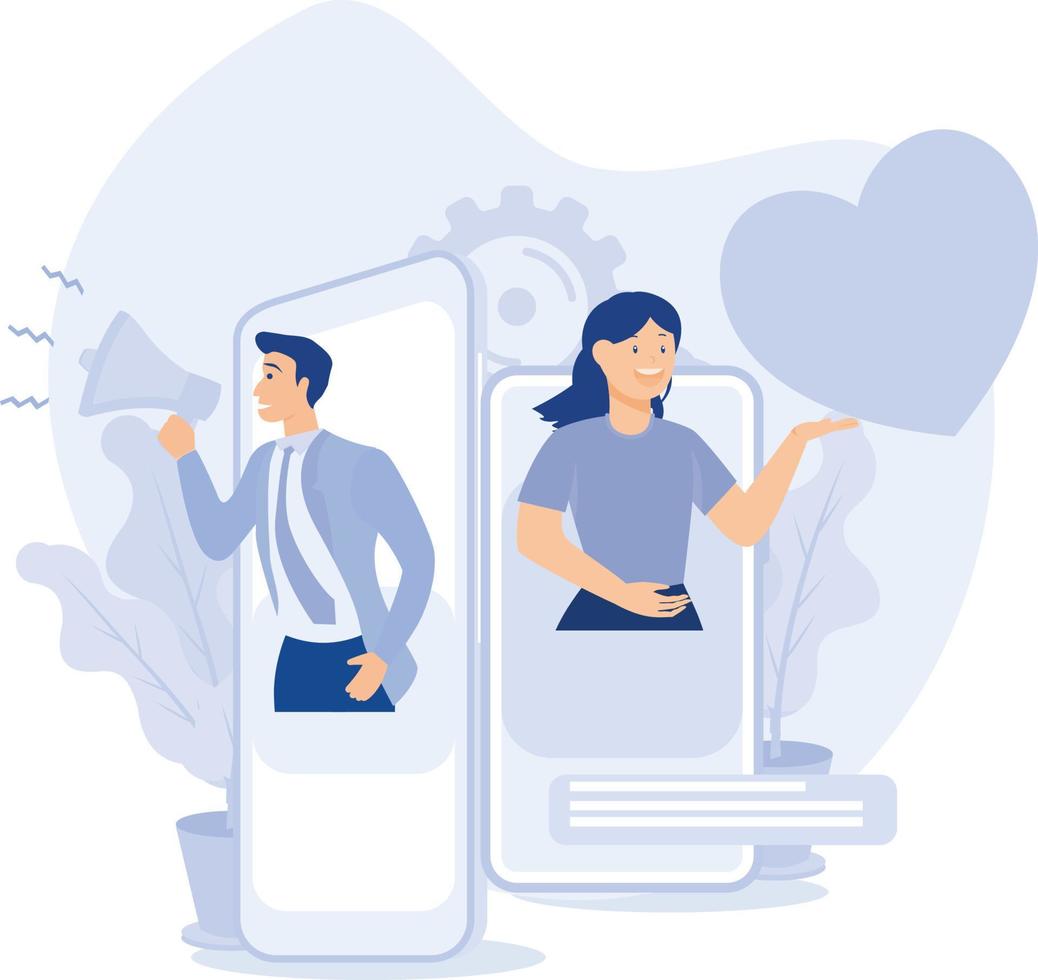 Digital marketing,Cross-posting, find leads, post engagement, social media link sharing, follower interaction,flat vector modern illustration