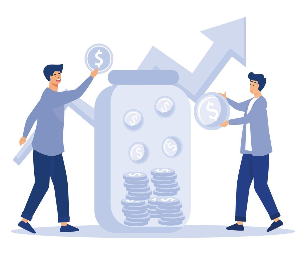 Partnership concept, Discussion, collaboration project, business fundraising, startup investment, brainstorming, work together and share opinion, flat vector modern illustration