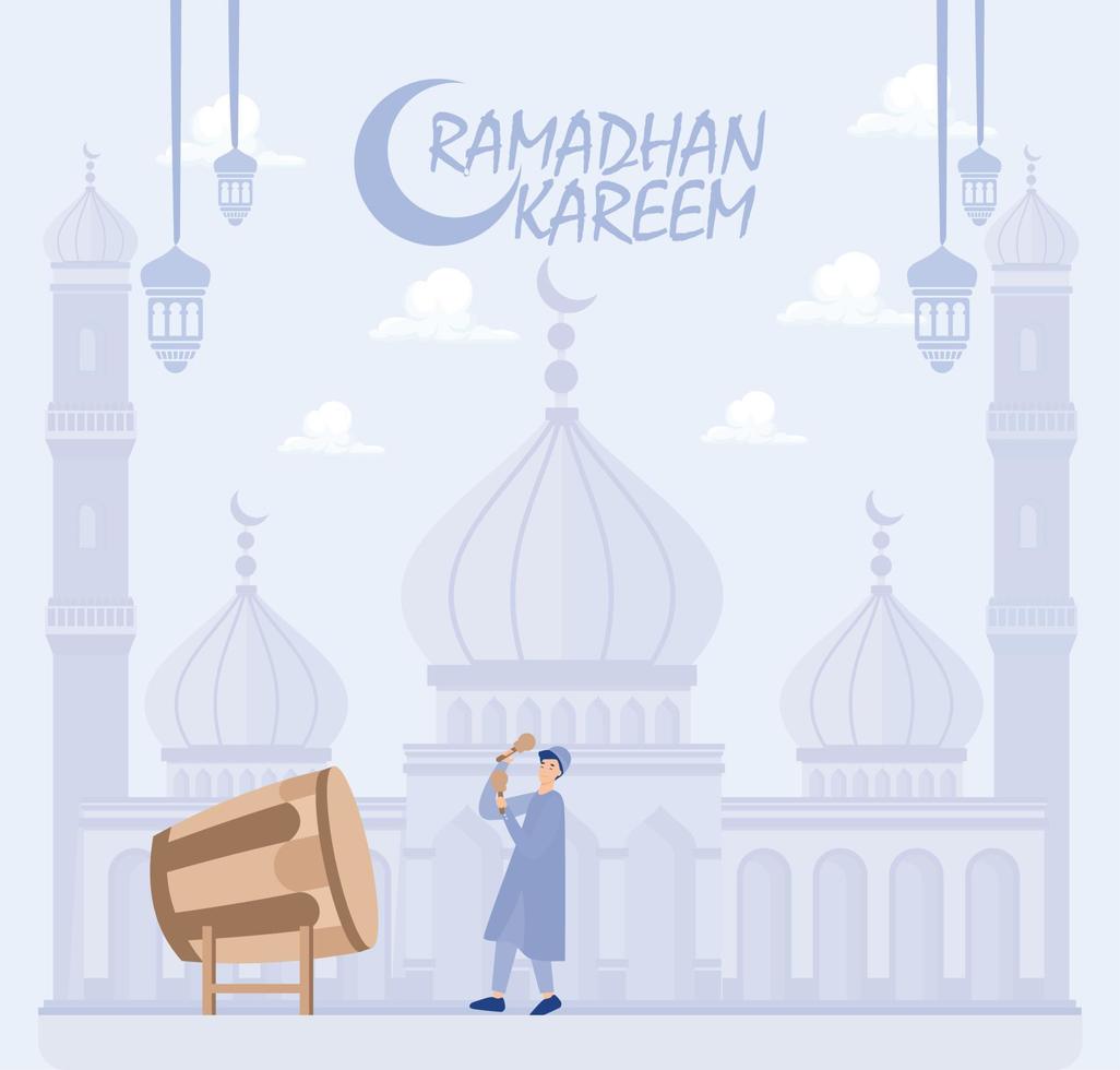 ramadhan kareem con islámico fondo, plano vector moderno ilustración