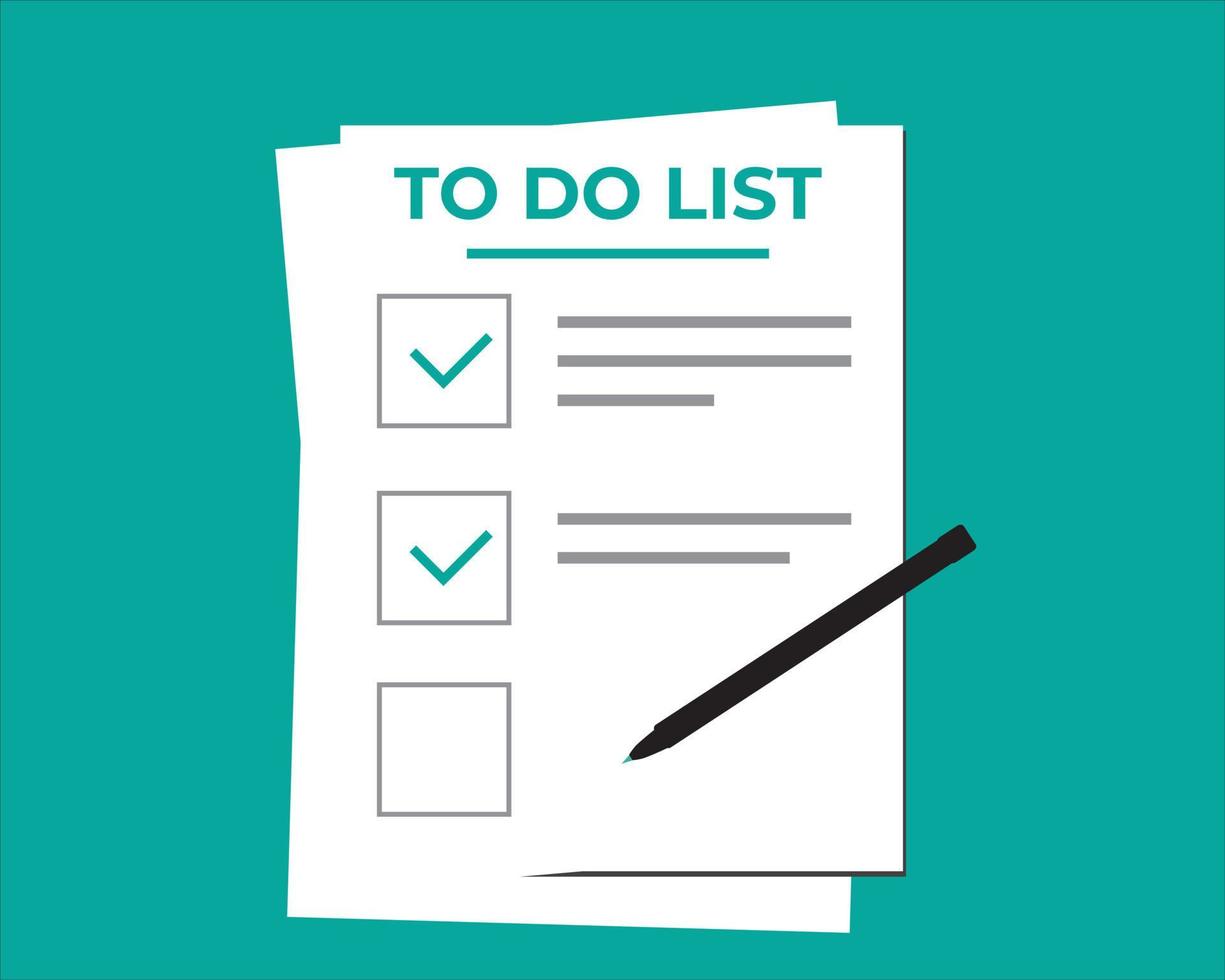 To do list icon concept. Planning sign design. All tasks are completed. Paper sheets with check mark. Vector flat illustration isolated on blue background