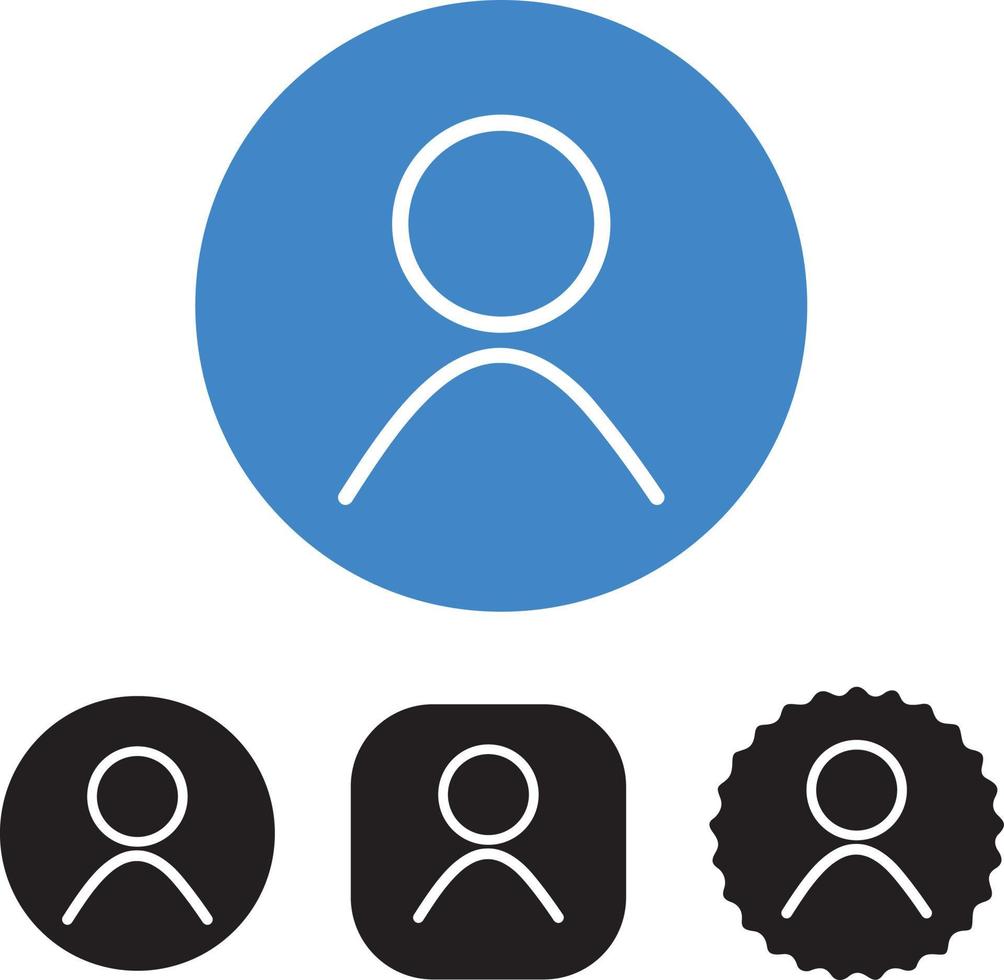 User icon. Human person symbol. Avatar login sign.  Blue circle button with web icon. Star and square design. Vector