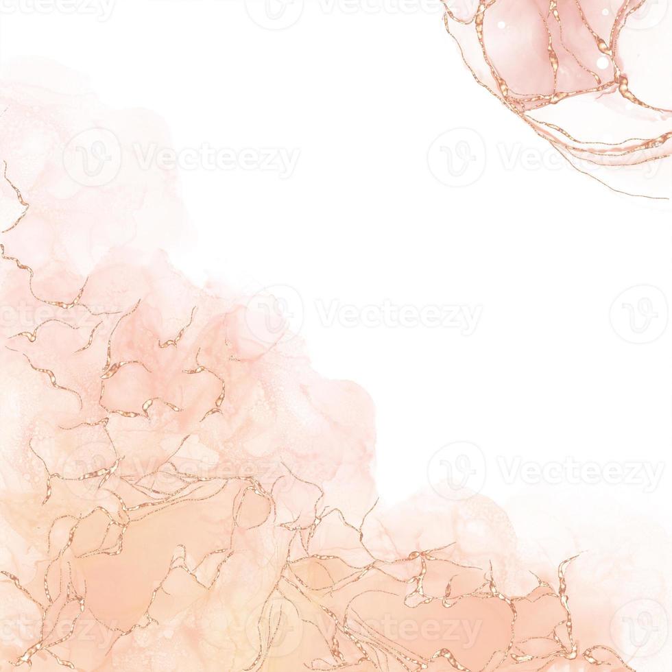 Watercolour drop Ink Splash Orange color with gold glitter on white background,Hand drawn paint Pink alcohol ink in abstract pattern,Illustration paint spectacular  backdrop,Mable liquid texture photo