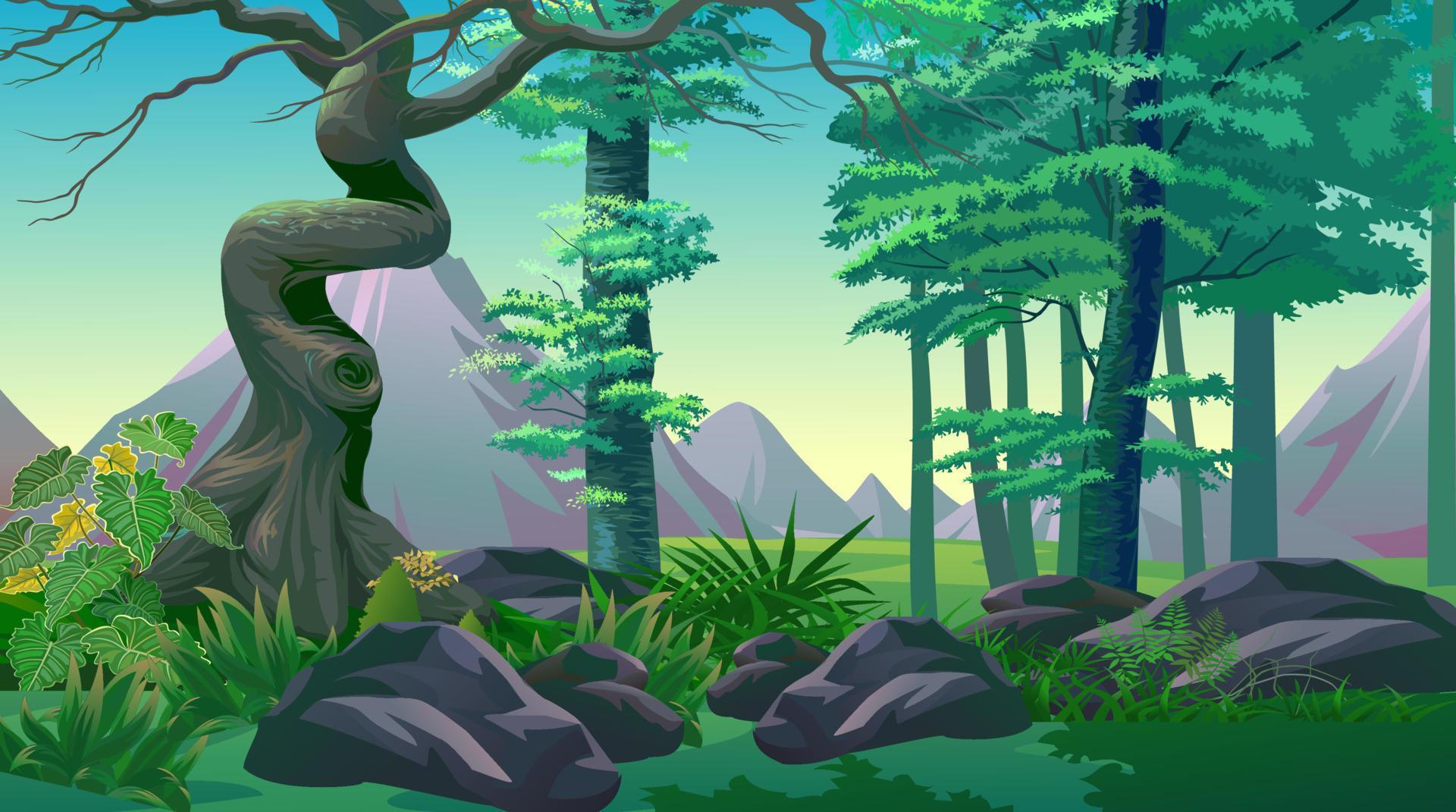 Deep forest natural scene. 21058760 Vector Art at Vecteezy