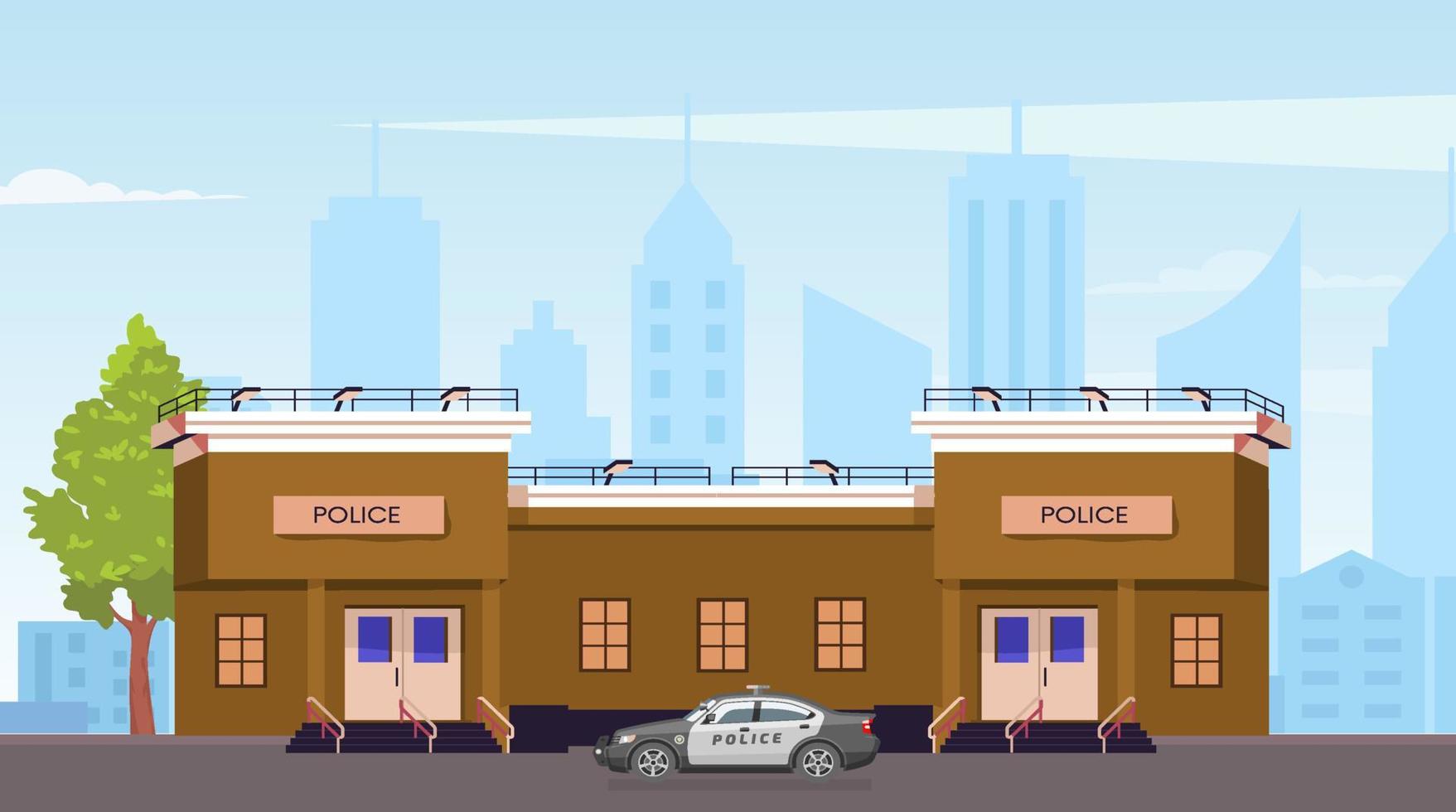 Police station for cartoon animation. vector