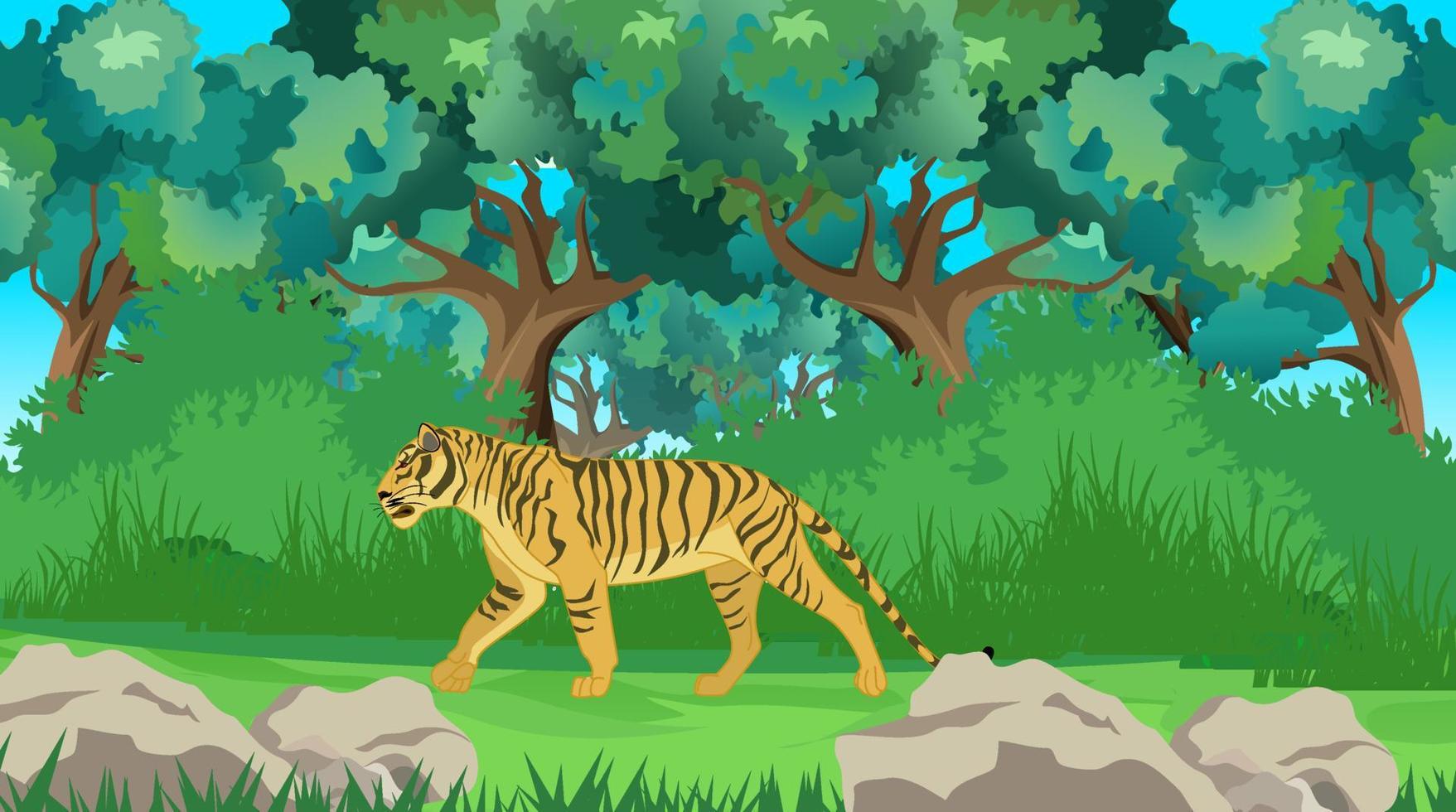 Deep forest natural scene. vector