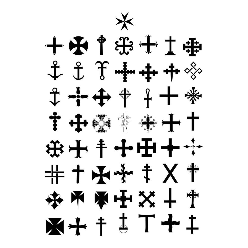 Decorative crucifix religion catholic symbol, Christian crosses. orthodox  faith church cross icons design, isolated flat set. 20340294 Vector Art at  Vecteezy