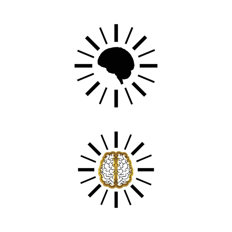 shining brains icons isolated on white background vector