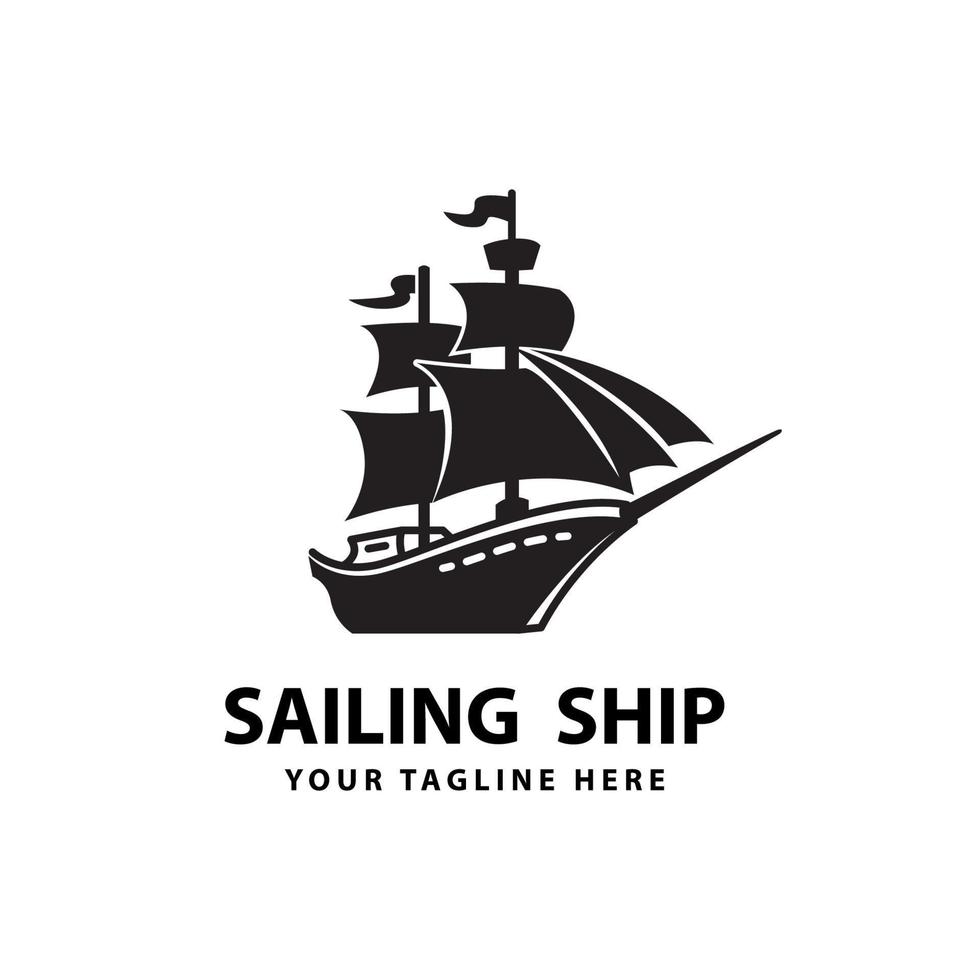 symbol of sailing ship silhouette sea transportation design vector