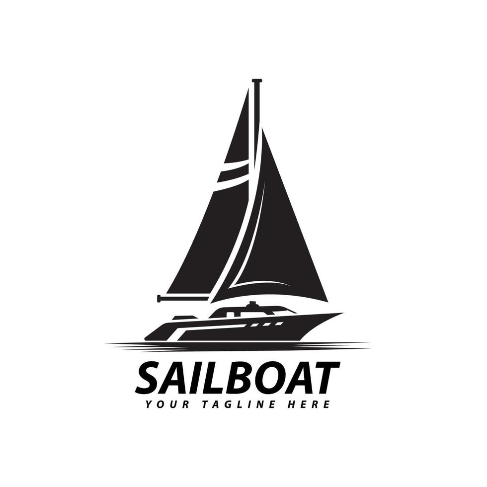 symbol of sailboat silhouette sea transportation design vector