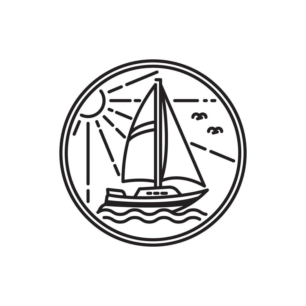 sailboat design outline simple monoline vector