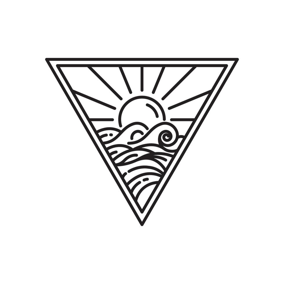 sunset and sea waves logo vector