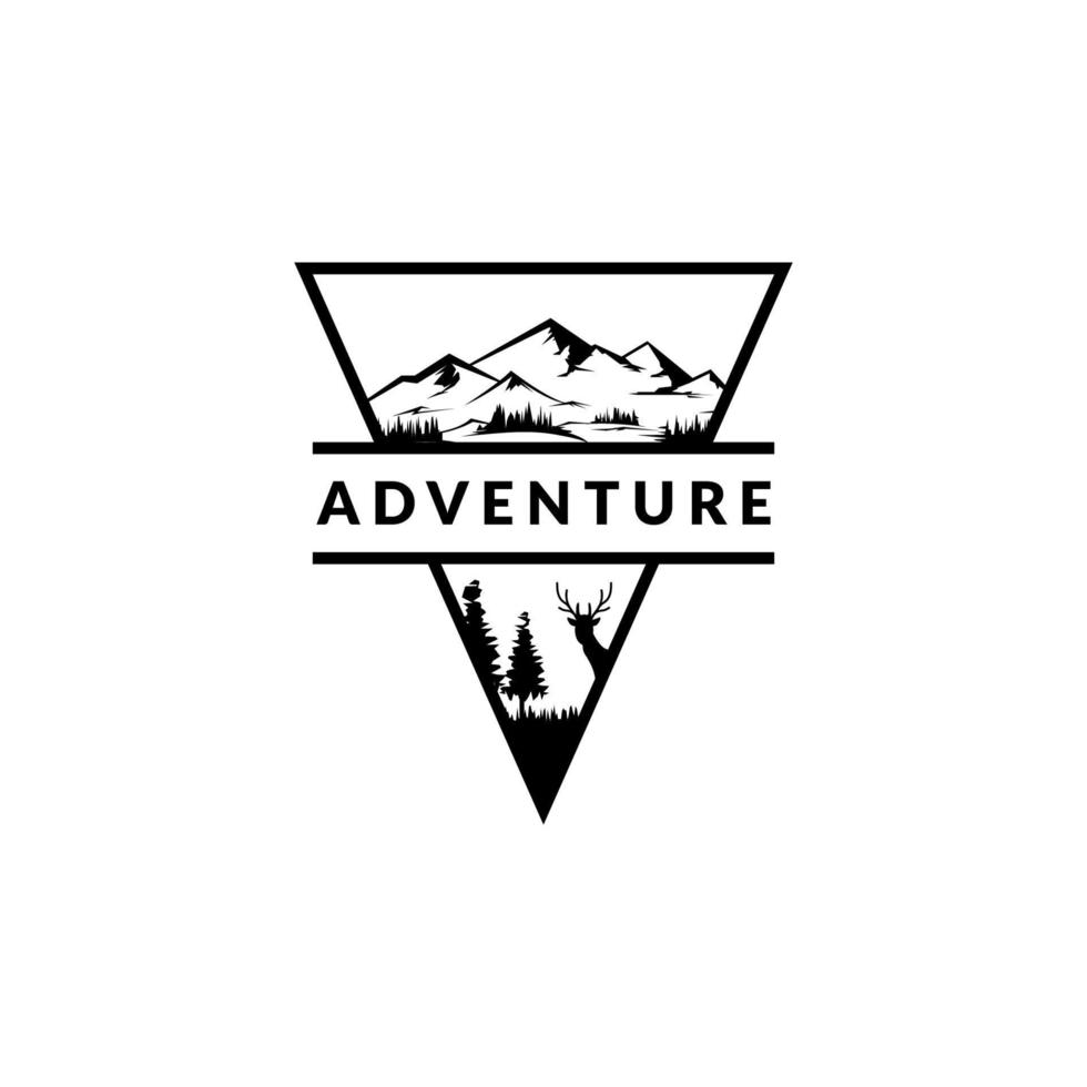 vintage logo badge for mountain camping adventure vector