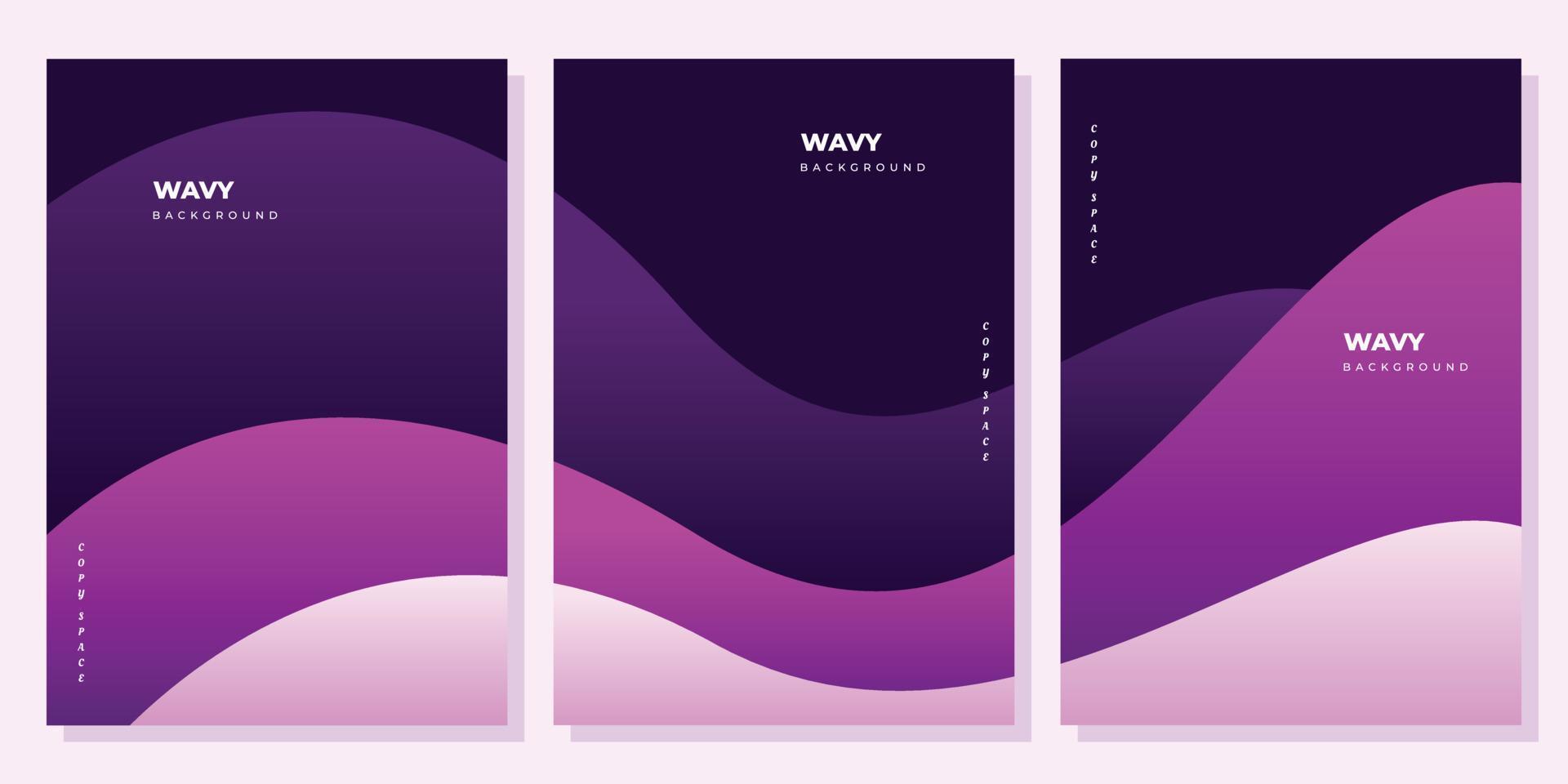 Wavy purple background template set copy space for poster, flyer, brochure, or business card vector