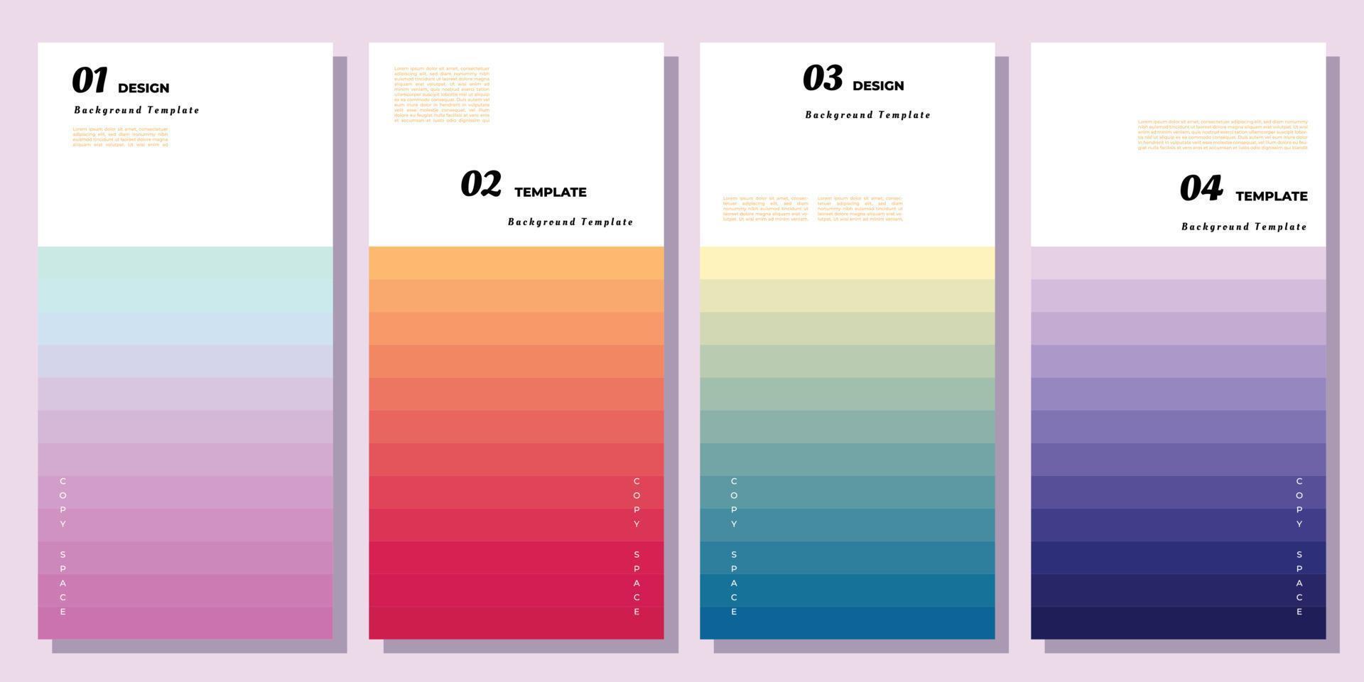 Colorful gradient layer stripes poster design set flat vector template