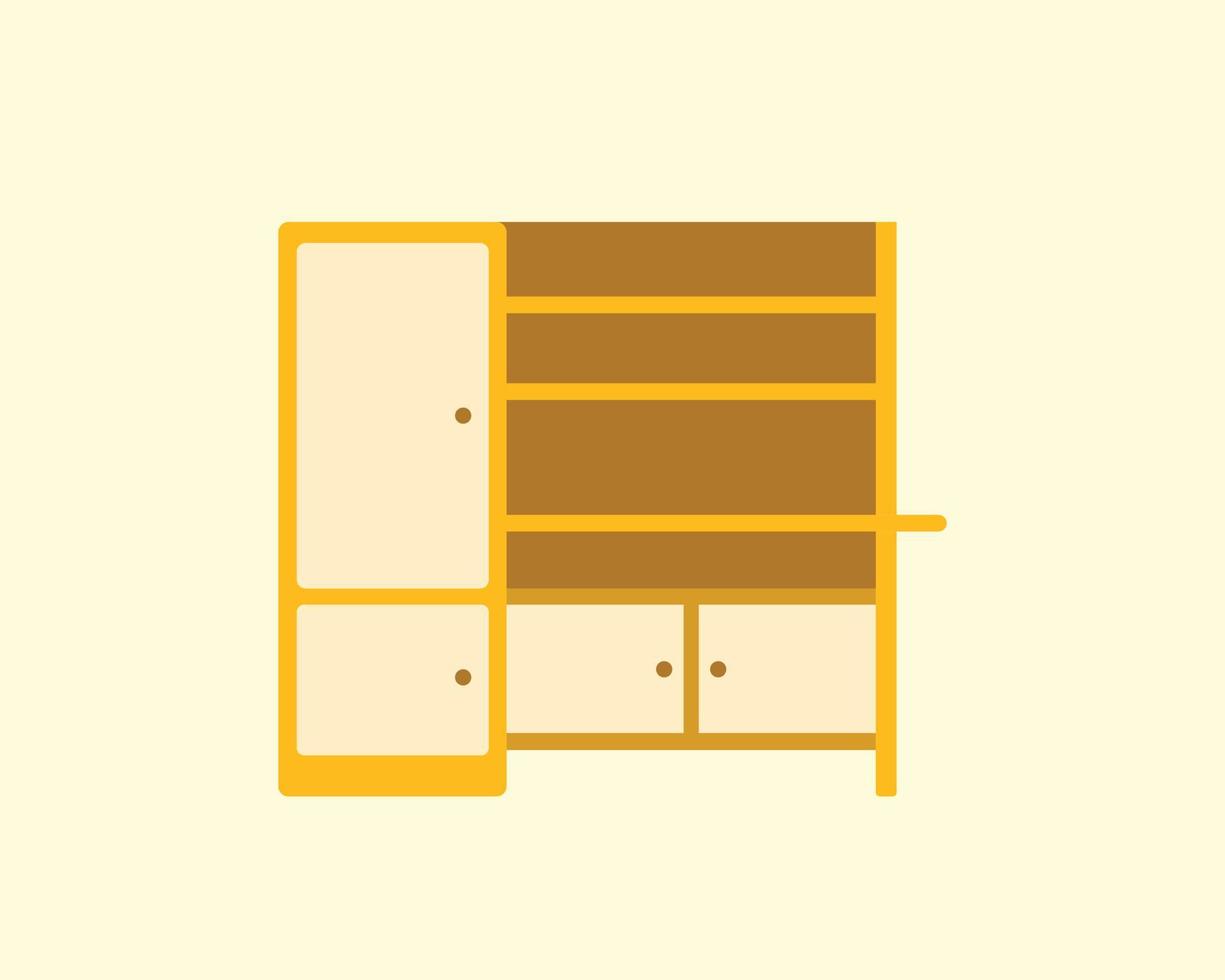 Wooden furniture flat vector design. Wardrobe design template for interior illustration.