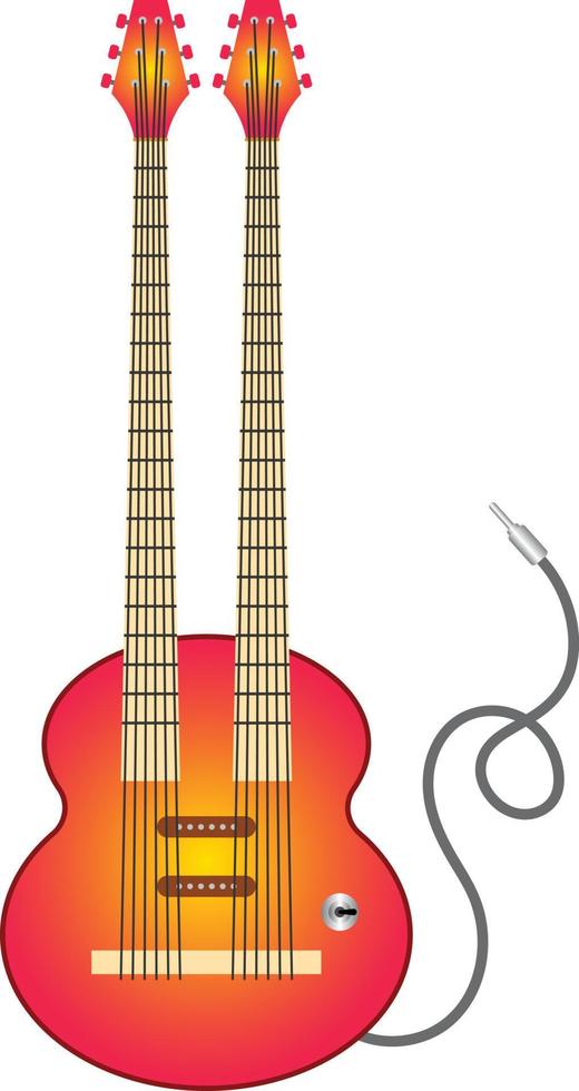 Double neck guitar vector design. Red electric guitar.