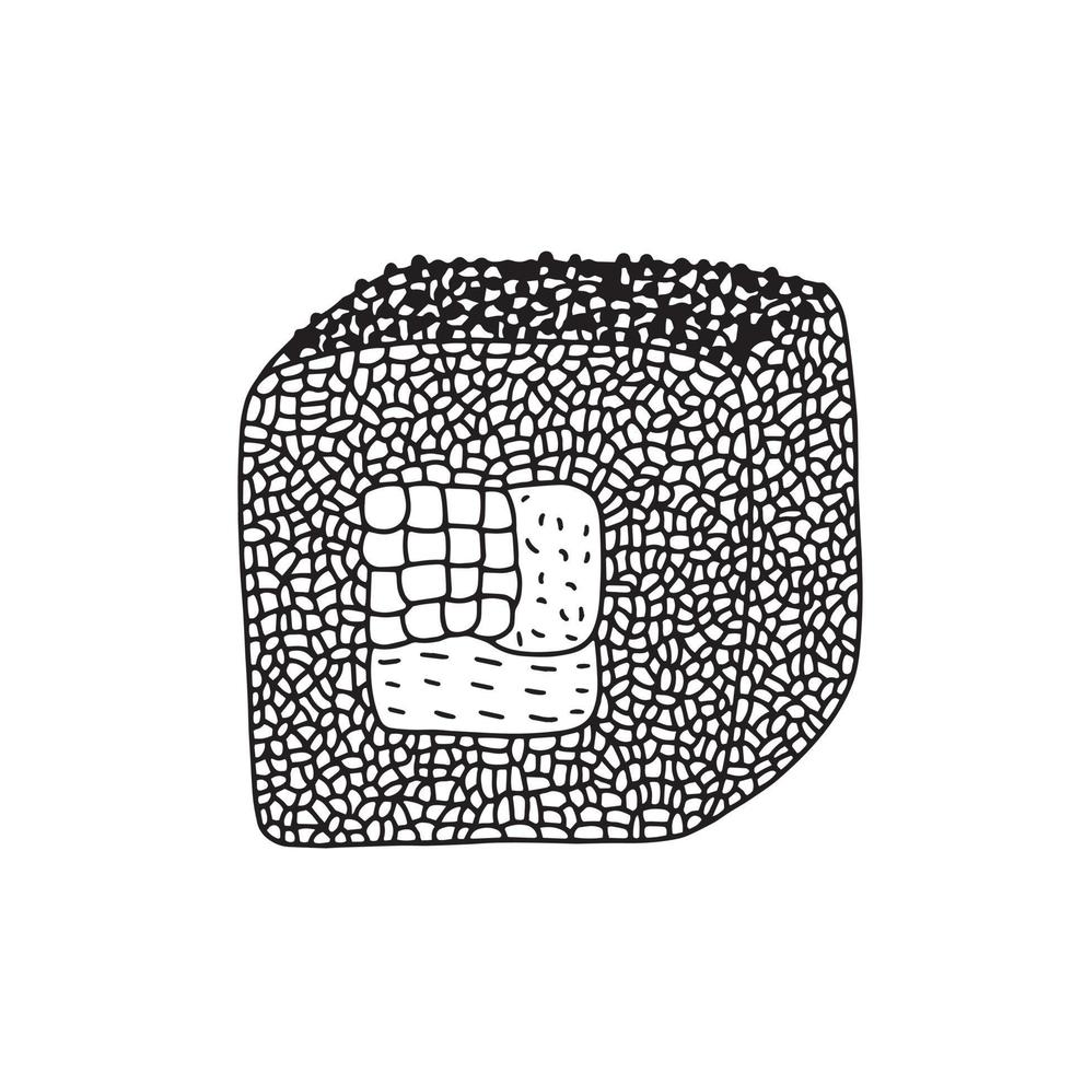 Vector sketch of sushi with salmon isolated. Maki sushi hand drawn sketch