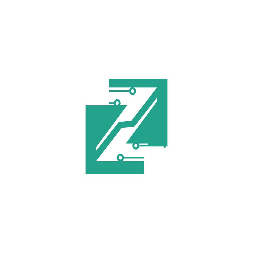 initial letter Z tech square shape logo design template element stock vector
